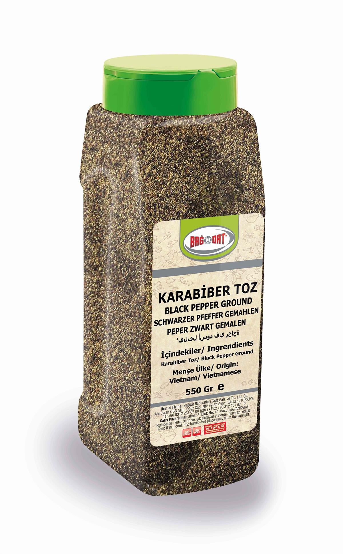 Bagdat Ground Black Pepper brings bold aroma and balanced heat to your kitchen in a convenient large 550 g PET jar.