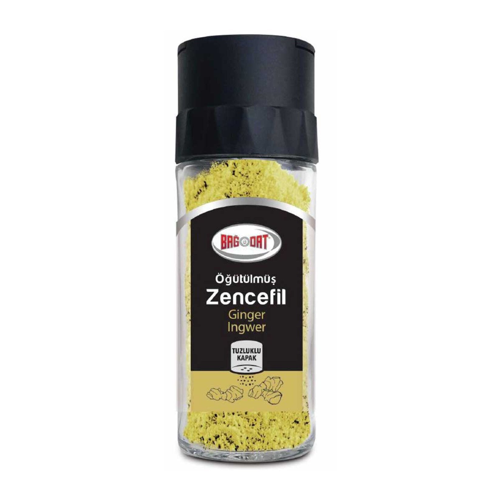 Bring vibrant flavor and aroma to your kitchen with Bagdat Ground Ginger in a convenient glass shaker.