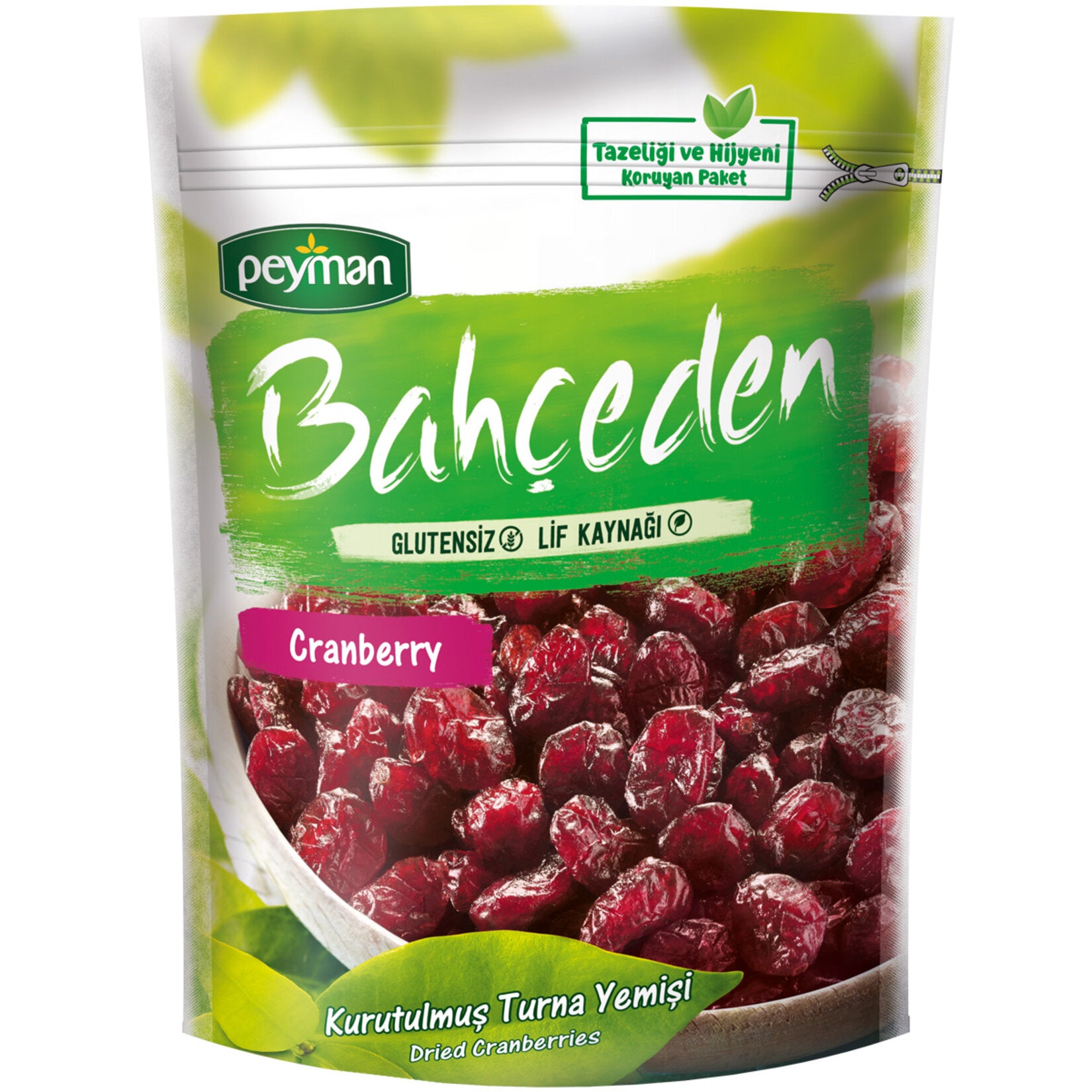 Bahceden Cranberry Dried Fruit brings you the naturally tangy taste of carefully selected cranberries, gently dried and lightly coated with apple juice concentrate for balanced sweetness.