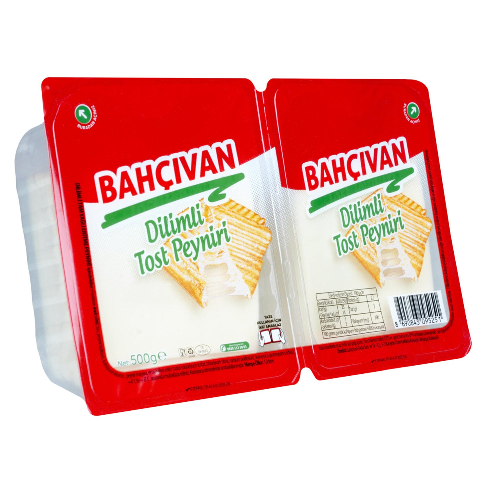 Bahcivan Dilimli Tost Peyniri is a sliced Turkish fresh kasar cheese specially crafted for perfectly melted sandwiches and breakfast plates.
