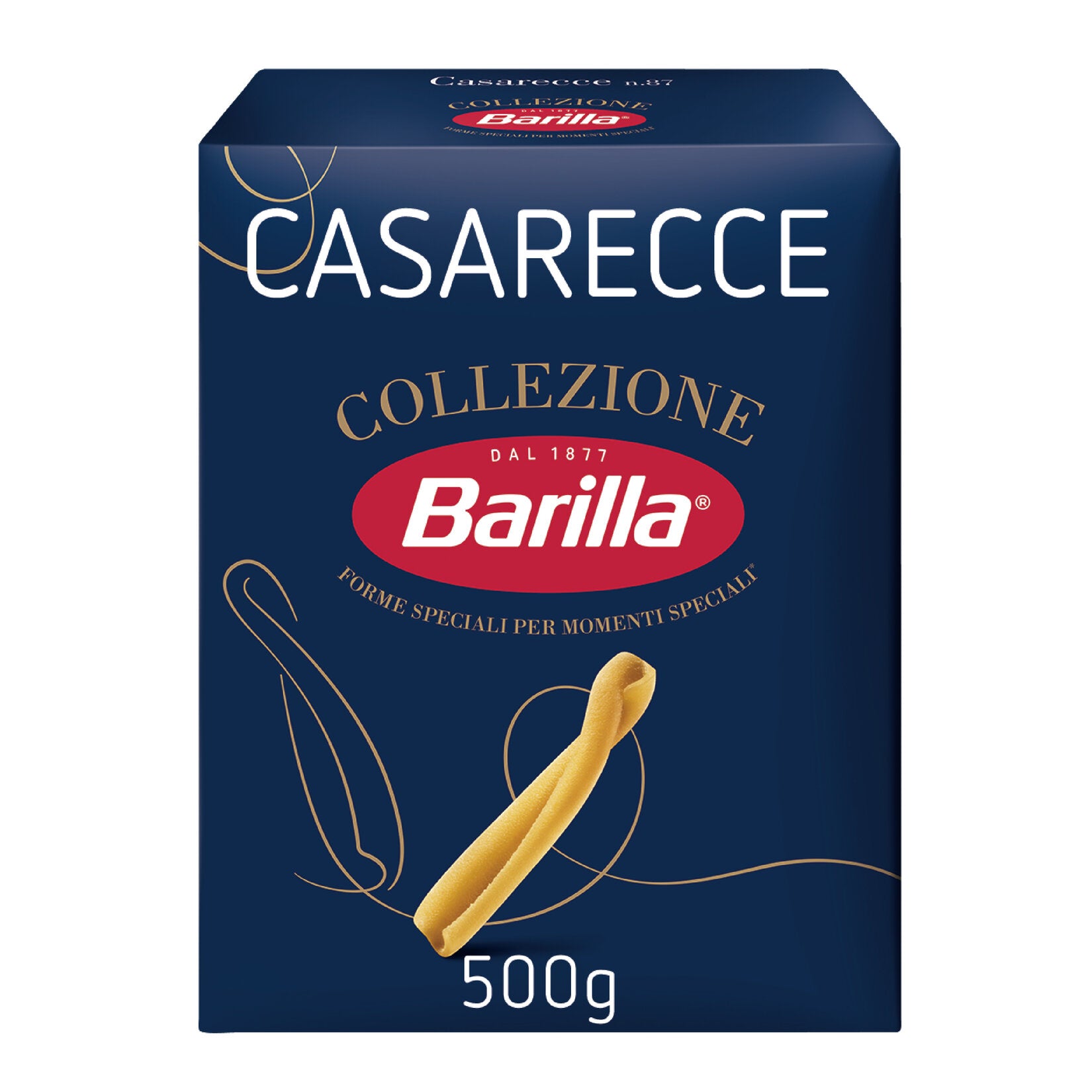 Discover the rich taste of Barilla Casarecce Pasta, a traditional pasta shape originating from Sicily, perfect for holding sauces with its twisted, scroll-like design.