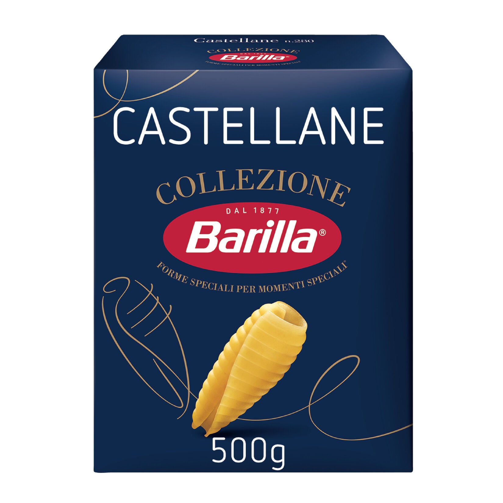 Barilla Castellane Pasta brings the taste of traditional Italian pasta to your kitchen with its unique shell-like shape, perfect for holding rich sauces.