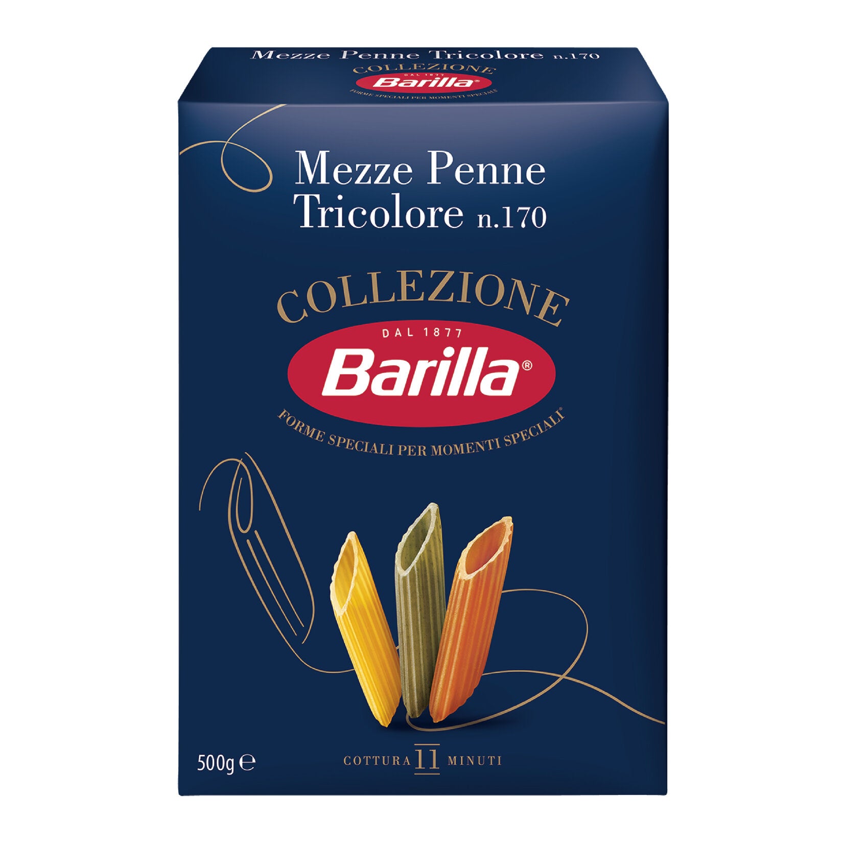 Bring vibrant color and classic Italian flavor to your meals with Barilla Mezze Penne Tricolore.