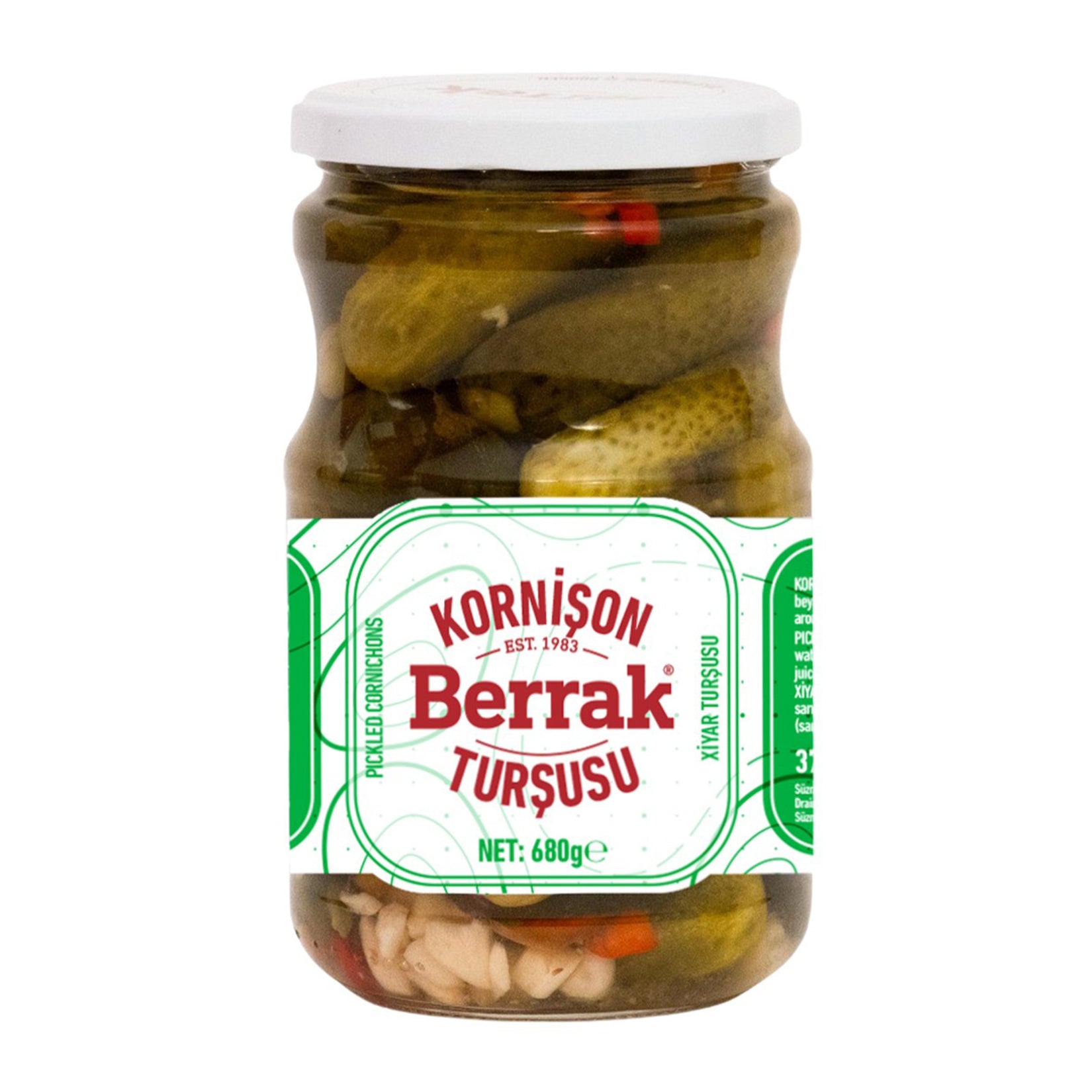 Bring bold, tangy flavor to your table with Berrak Cucumber Pickles, a classic staple of Turkish cuisine.