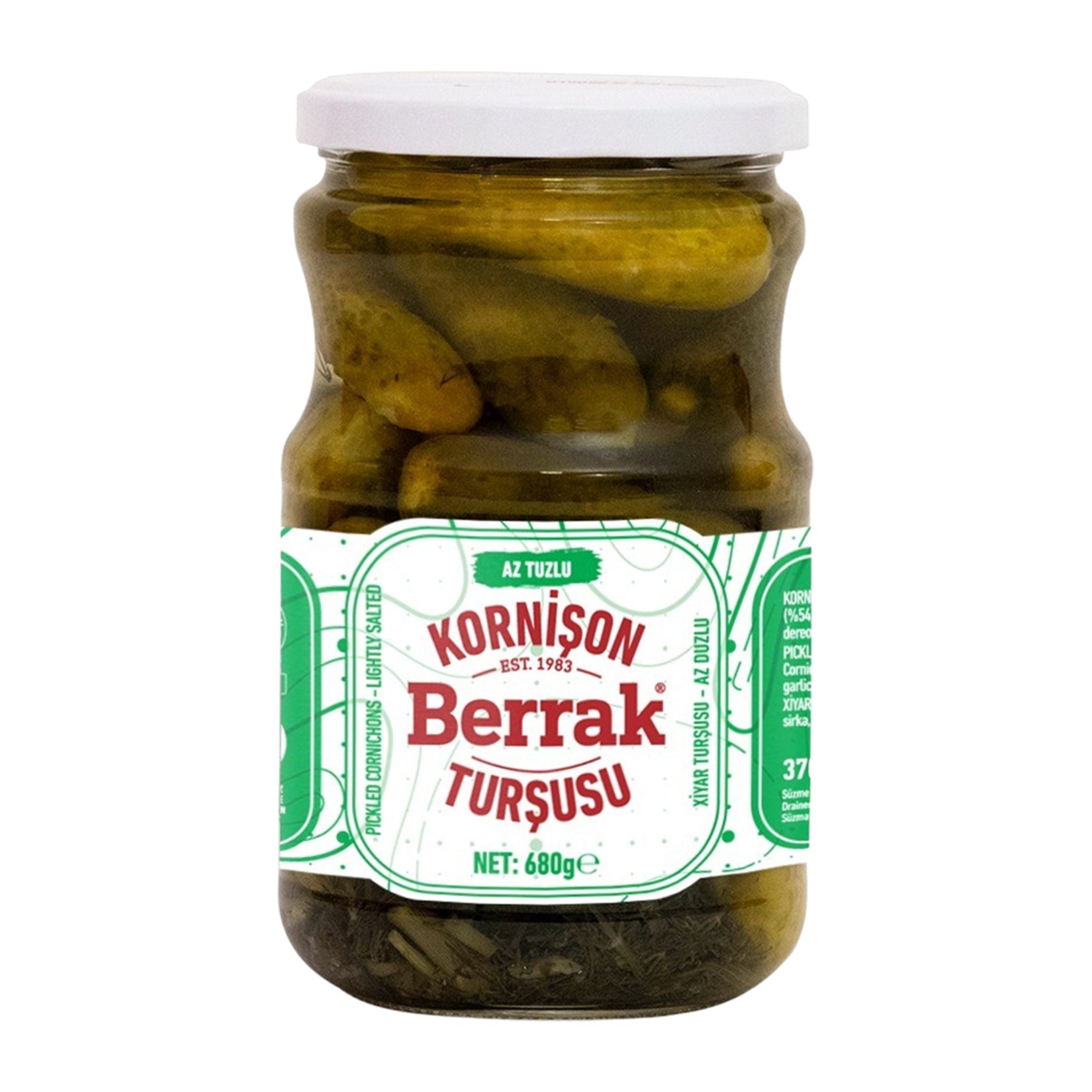 Berrak Light Cucumber Pickles bring the crisp, refreshing taste of traditional Turkish-style pickles straight to your table.