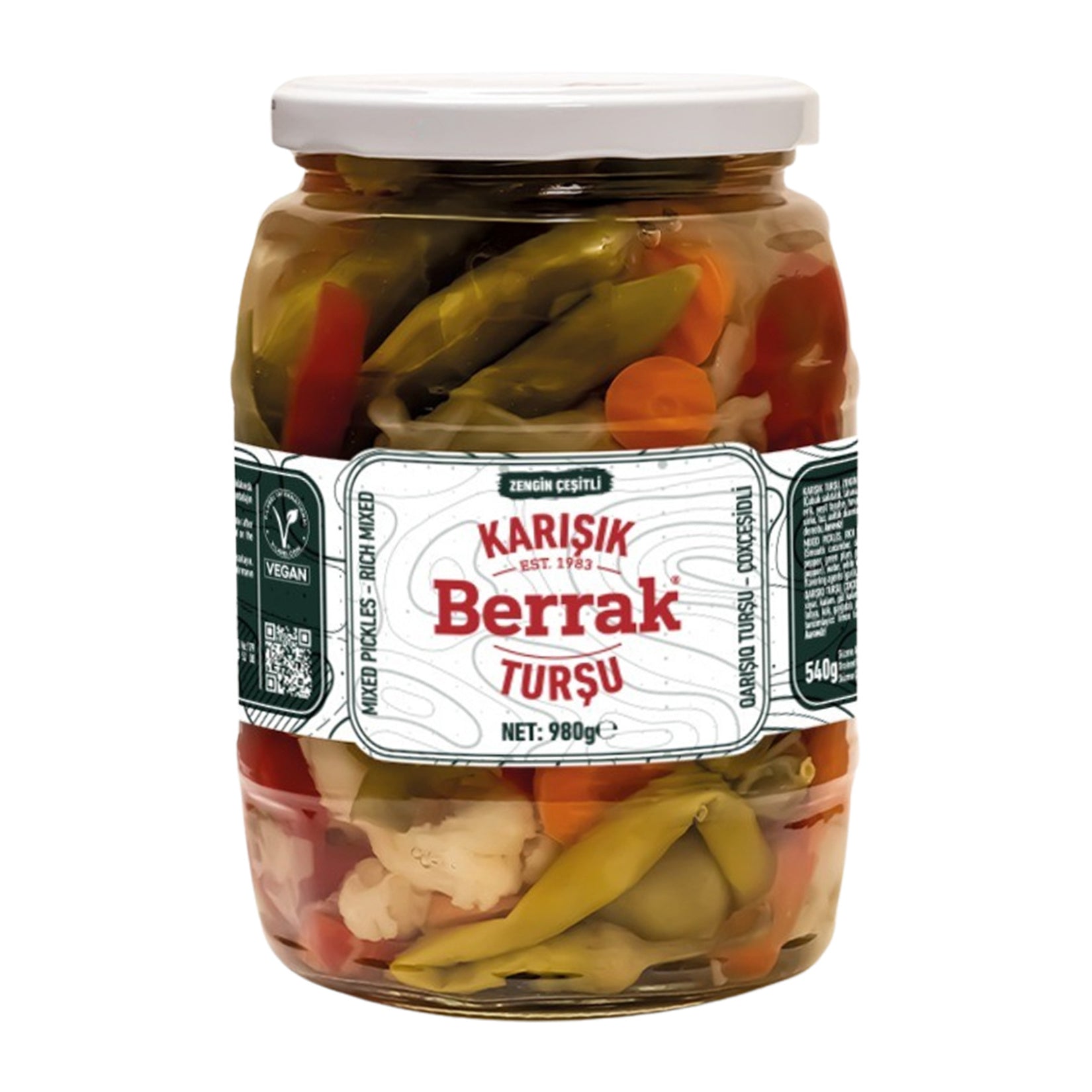 Berrak Zengin Mixed Pickles bring the bold, refreshing taste of traditional Turkish-style pickled vegetables to your table.