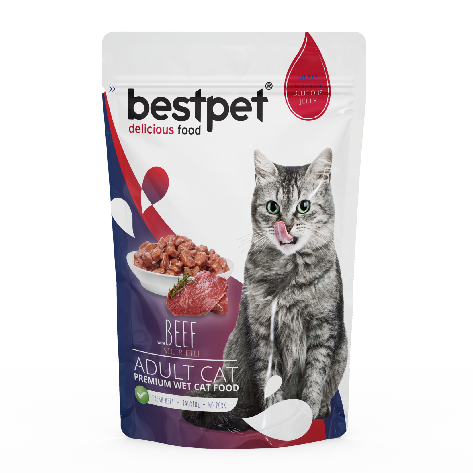 Bestpet Beef Cat Food Pouch 85 g is a complete and balanced wet food formulated to meet the daily nutritional needs of adult cats.