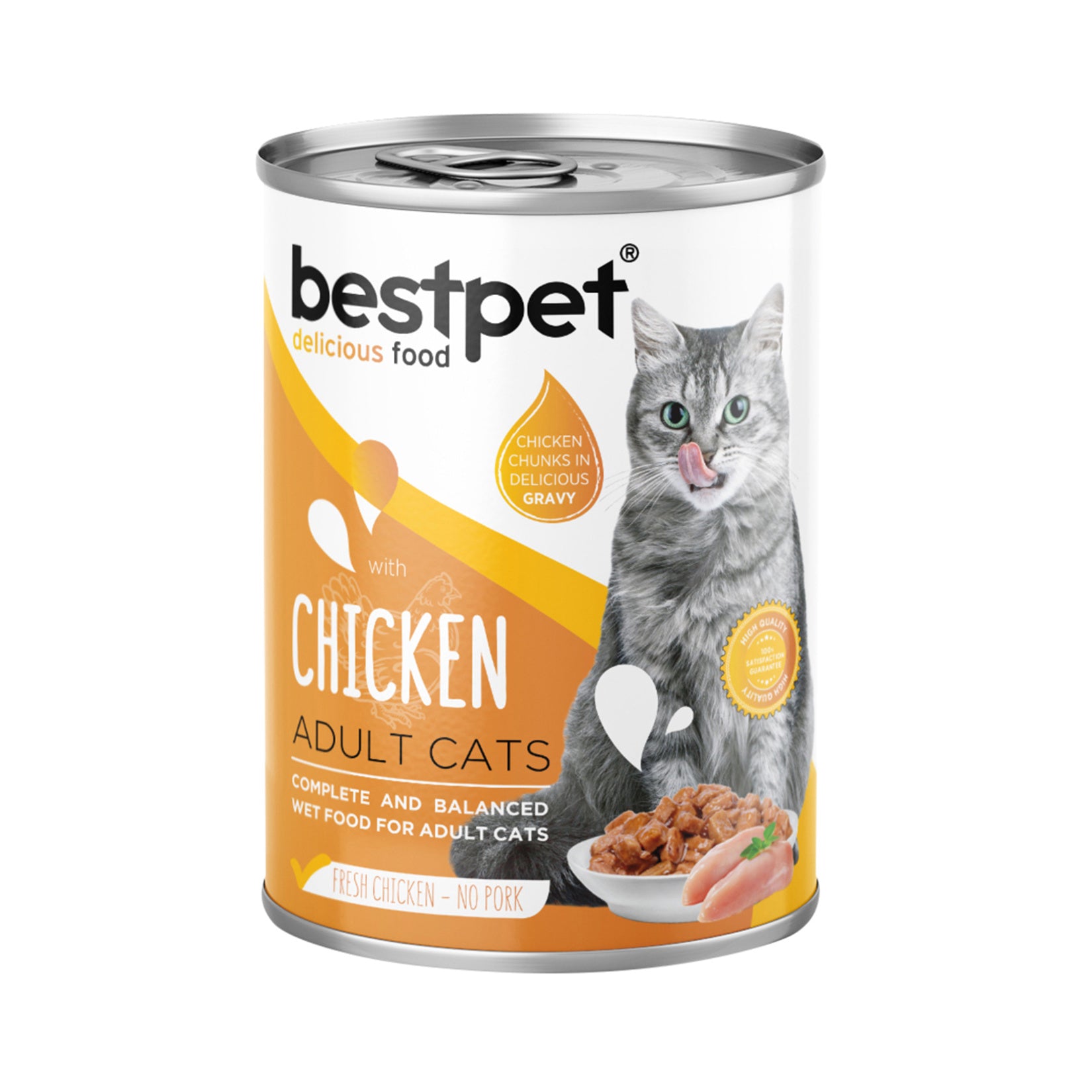 Bestpet Chicken Wet Cat Food Can 400g is a complete and balanced wet food formulated for adult cats.
