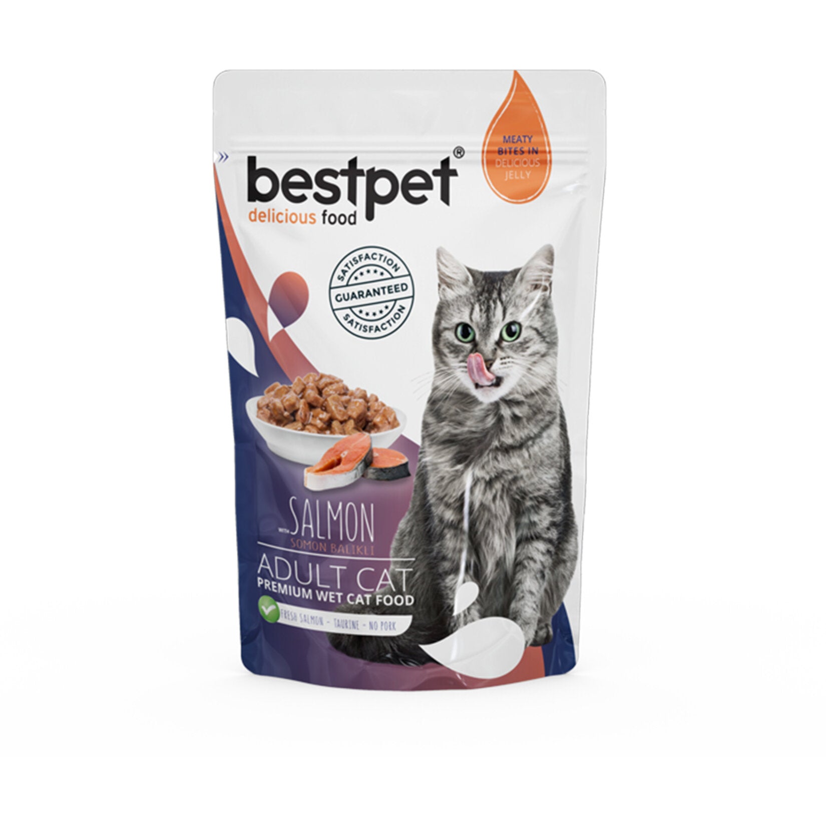 Bestpet Premium Salmon Cat Food Pouch 85g is a complete and balanced wet food formulated to support your cat’s daily nutritional needs.