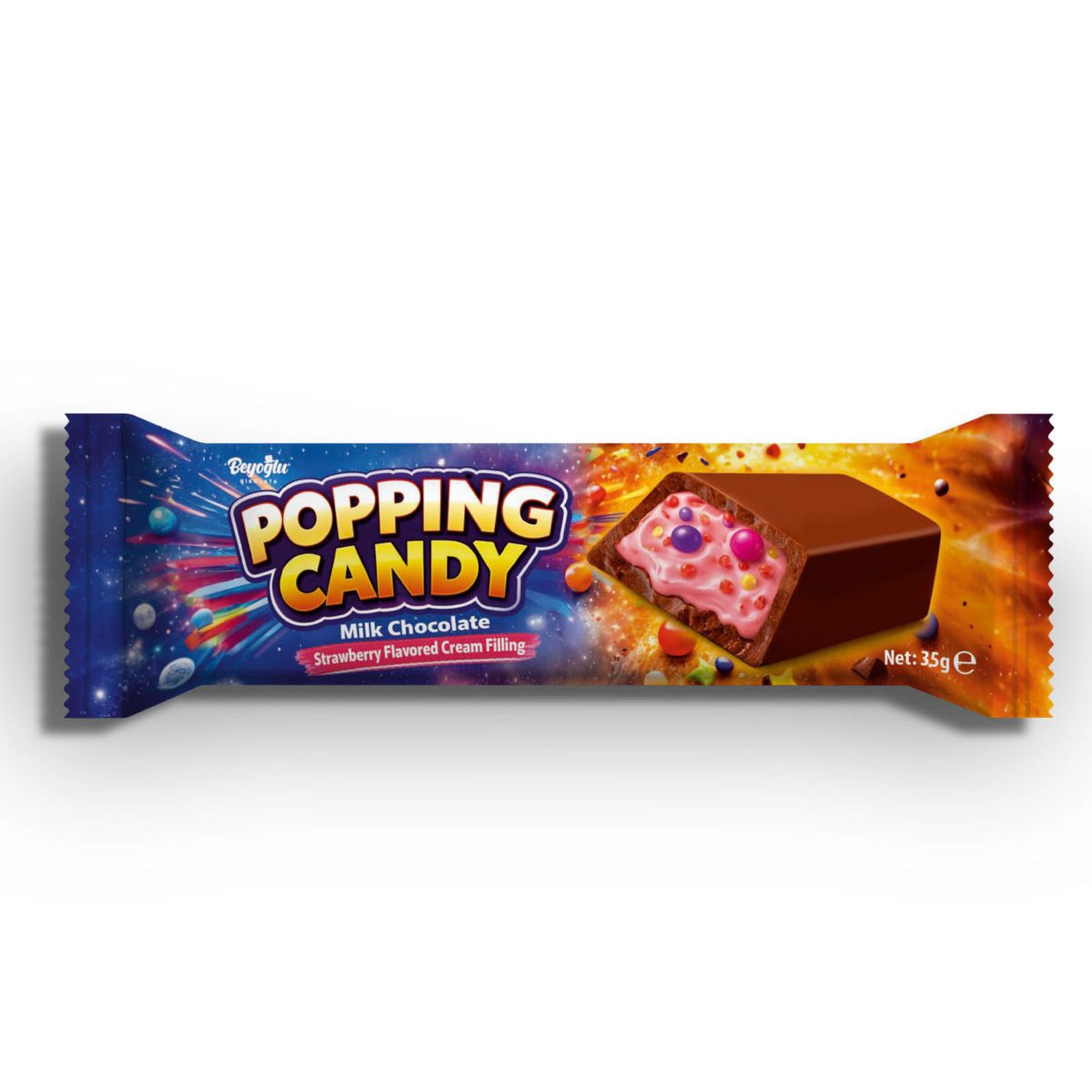 Experience a playful twist on classic chocolate with Beyoglu Popping Candy Milk Chocolate.