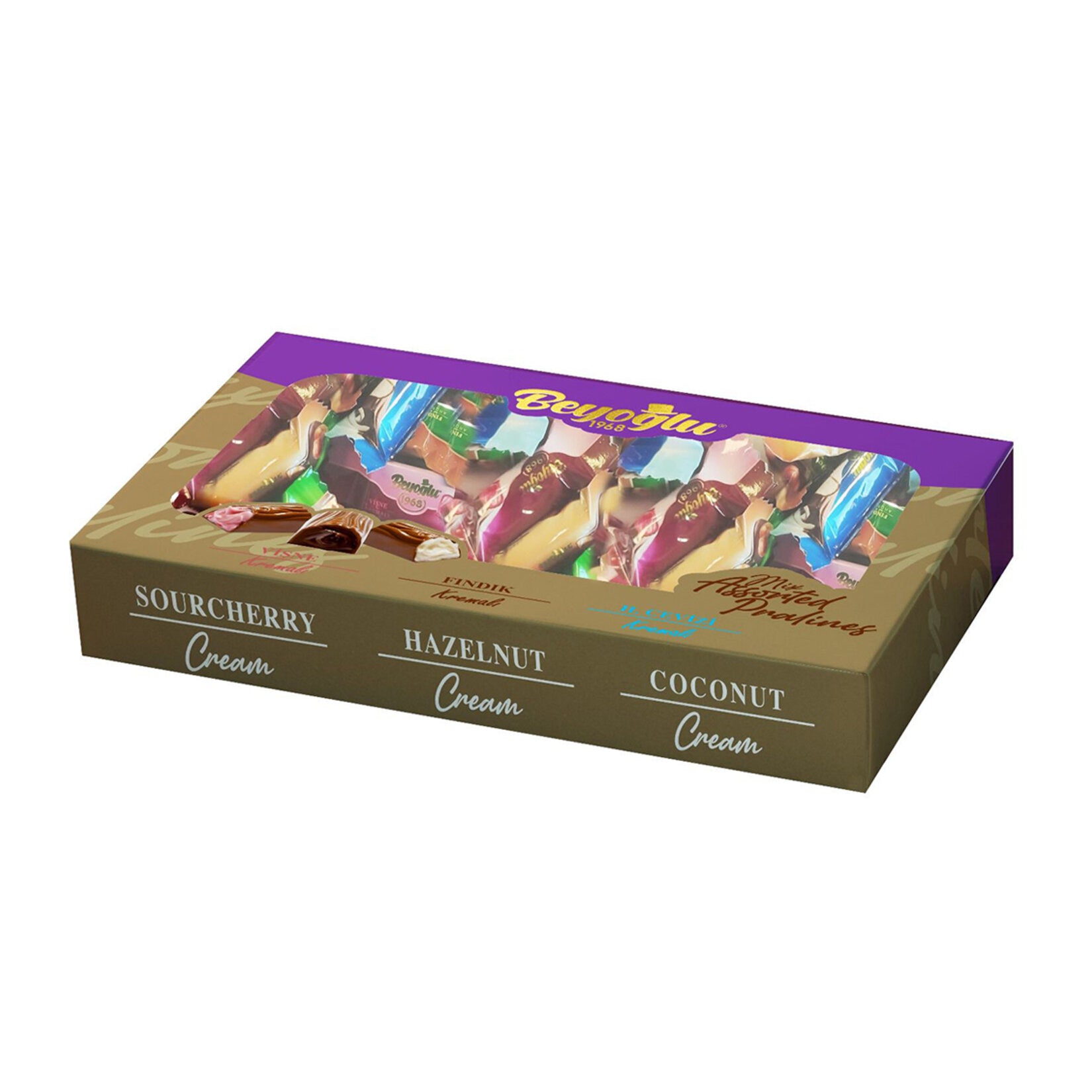 Beyoglu Tilal Hazelnut Coconut Cherry Filled Chocolate brings together three beloved flavors in one elegant gift assortment.