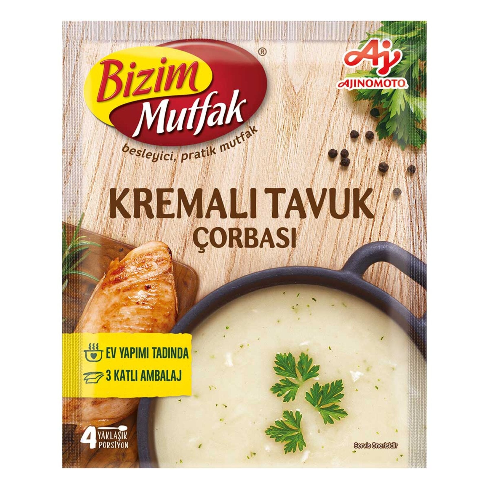 Bizim Mutfak Creamy Chicken Soup is a comforting, creamy-style Turkish soup mix that brings homemade flavor to your table in minutes.