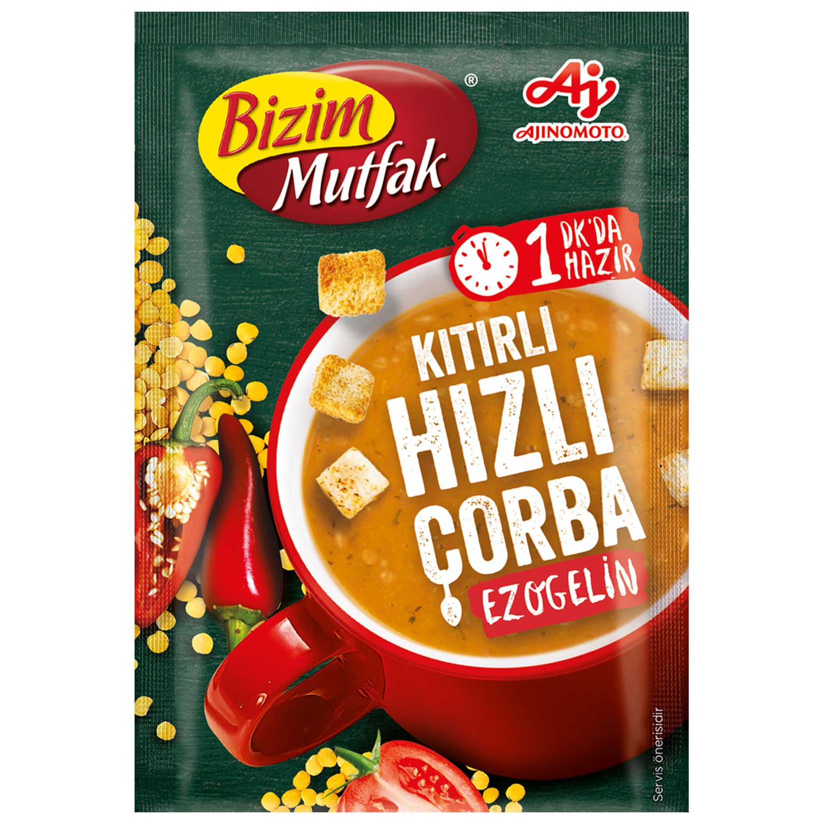 Bizim Mutfak Kitirli Hizli Corba Ezogelin Soup brings the comforting taste of one of Türkiye’s most beloved traditional soups into a convenient single-serve cup.
