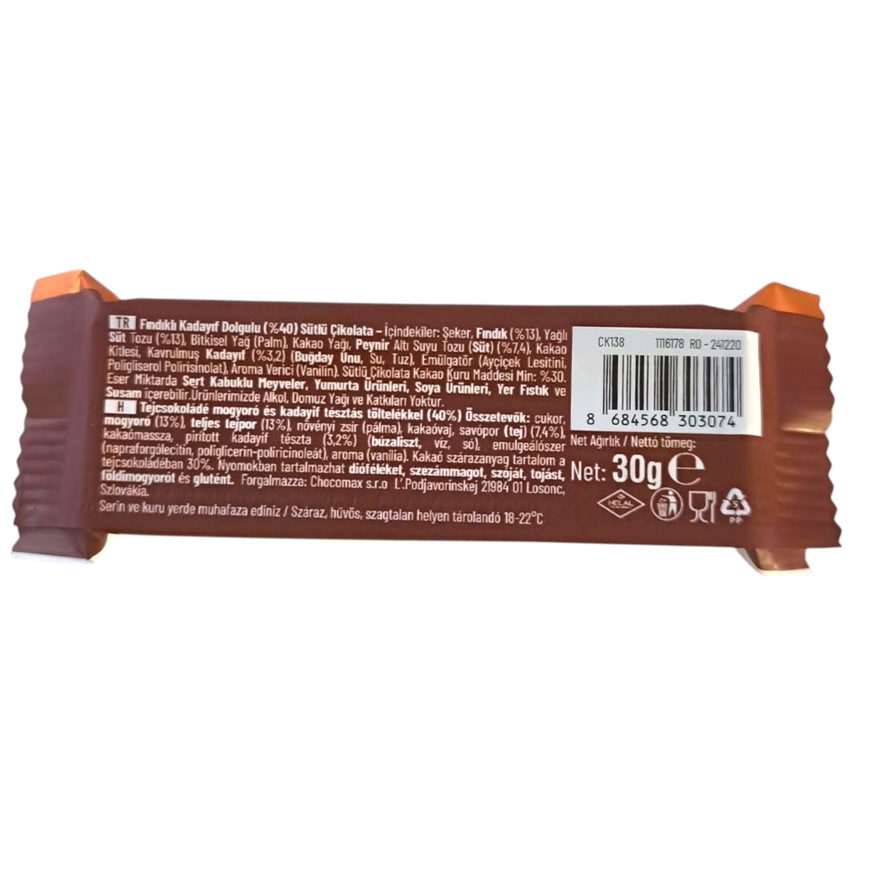 Bolci Hazelnut, Kadayif Filled Dubai Chocolate packaging