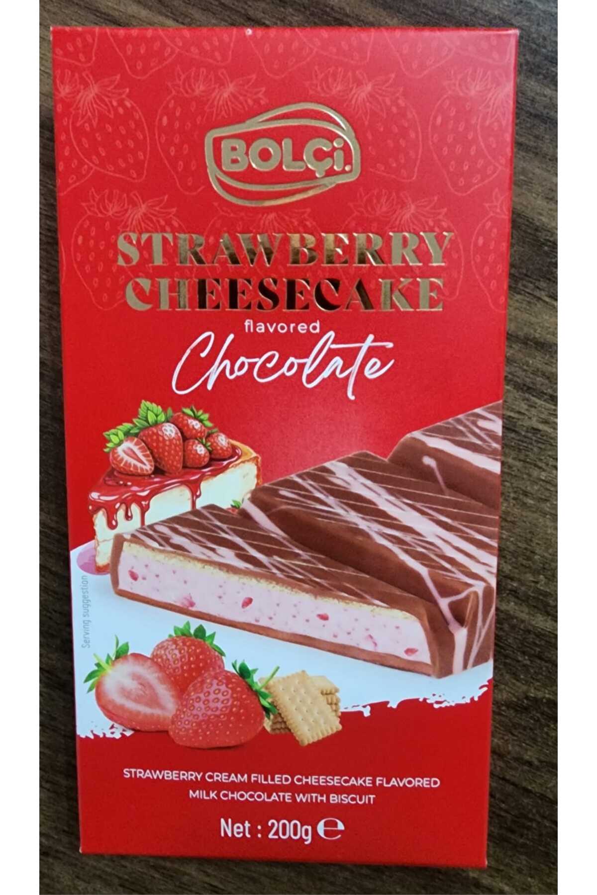 Enjoy a unique twist on classic chocolate with Bolci Strawberry Cream Filled Cheesecake Flavored Biscuit Milk Chocolate.