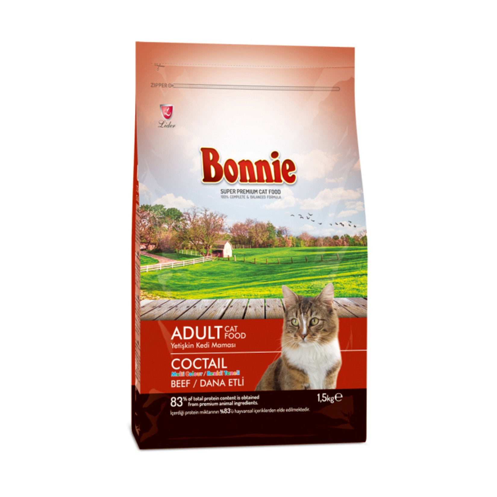 Bonnie Cocktail Adult Dry Cat Food is specially formulated to help meet the daily nutritional needs of adult cats.