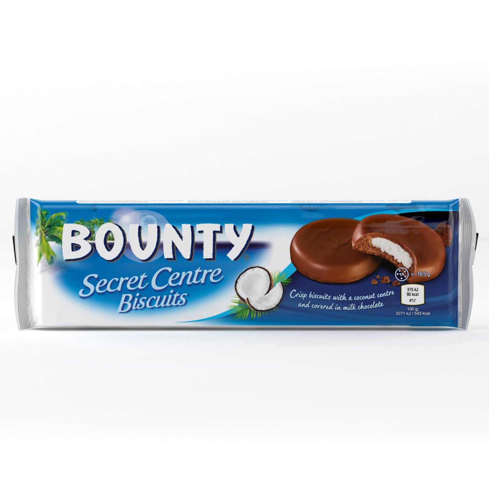 Bounty Secret Centre Chocolate Wafer brings together the tropical taste of coconut and smooth milk chocolate in a crispy layered wafer.