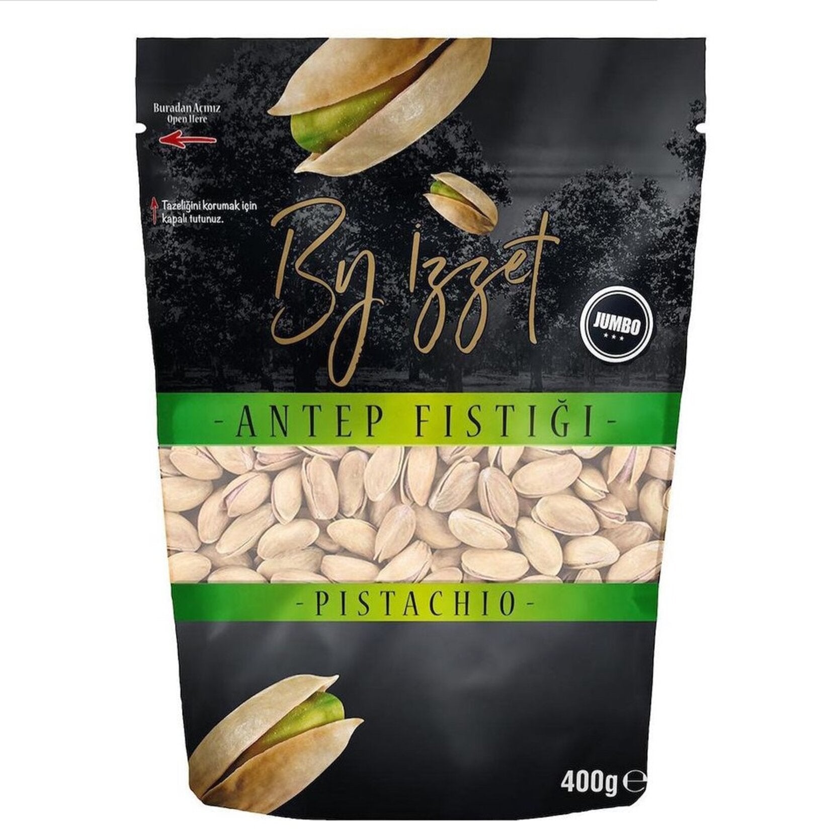 By Izzet Jumbo Pistachios bring the rich, nutty flavor of premium Turkish Antep pistachios straight to your snack bowl.