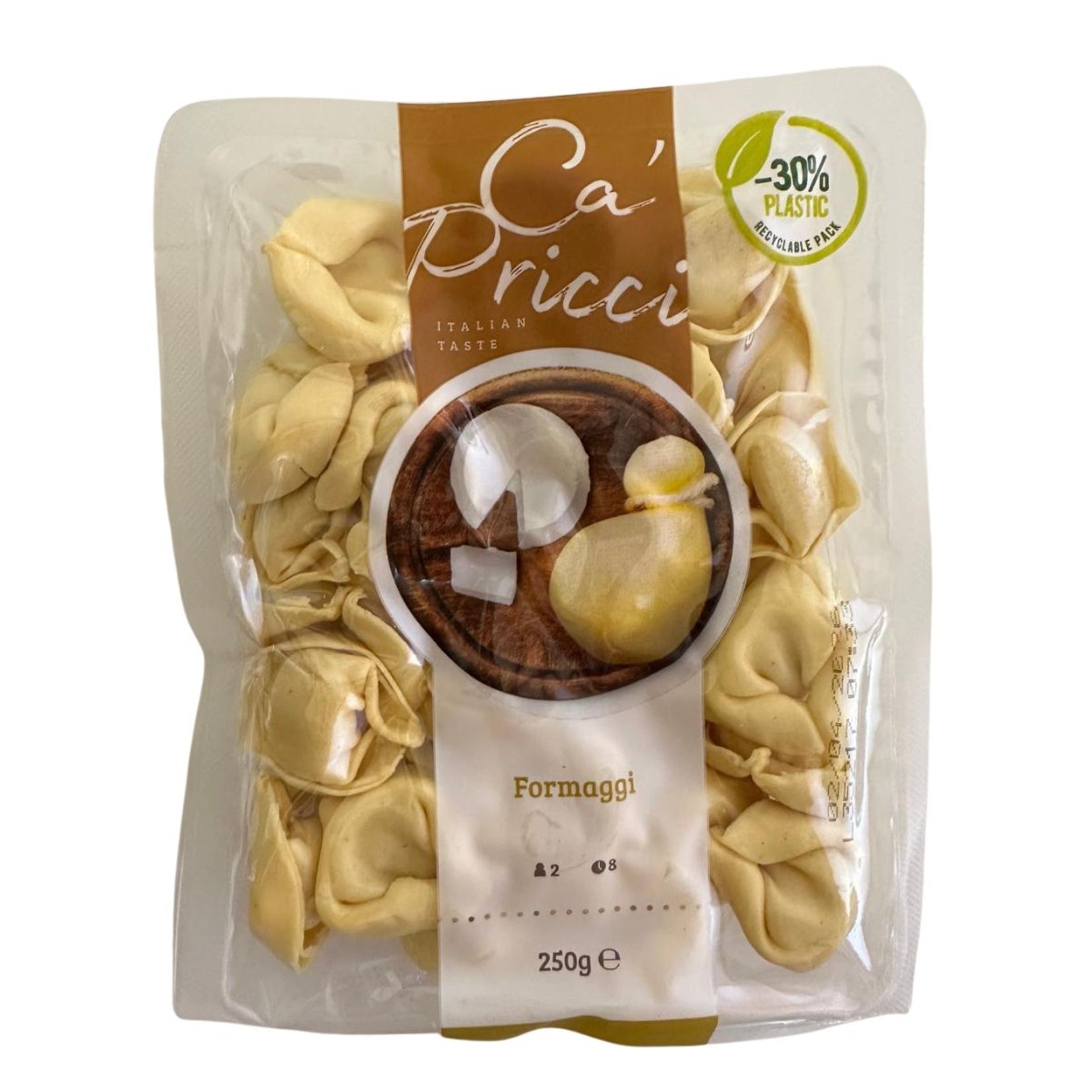 Ca Pricci Tortellini brings the rich taste of Italian-style stuffed pasta to your table, made with high-quality durum wheat semolina and a flavorful cheese blend including ricotta, provolone, Grana Padano, and gorgonzola.