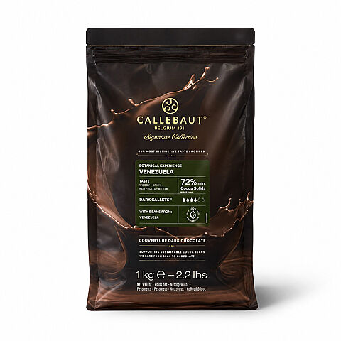 Callebaut Original Chocolate Botanical Venezuela is a premium 72% cocoa dark couverture chocolate crafted from select Venezuelan cocoa beans.