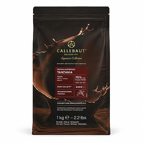 Callebaut Signature Collection Zestina Tanzania 75% Dark Chocolate is a premium bittersweet couverture crafted from carefully selected Tanzanian cocoa beans.