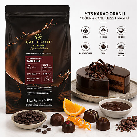 Callebaut Signature Collection Zestina Tanzania 75% Dark Chocolate is a premium bittersweet couverture crafted from carefully selected Tanzanian cocoa beans.