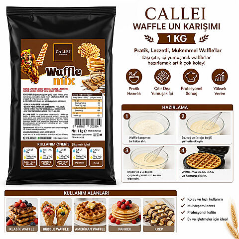Callei Waffle Flour Mix is specially developed to help you prepare perfect waffles quickly and effortlessly, whether at home or in a professional kitchen.