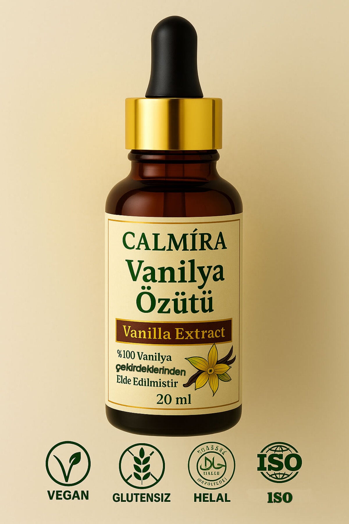 Calmira Vanilla Extract brings the rich, smooth aroma of real vanilla to your kitchen in a convenient 20 ml bottle.