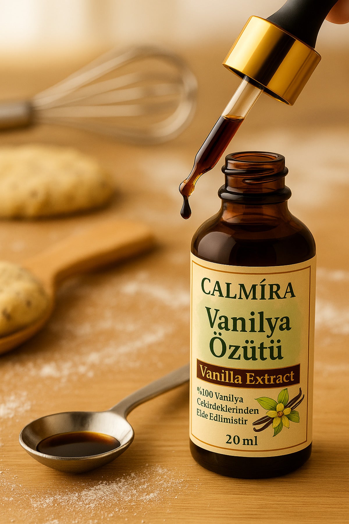 Calmira Vanilla Extract brings the rich, smooth aroma of real vanilla to your kitchen in a convenient 20 ml bottle.