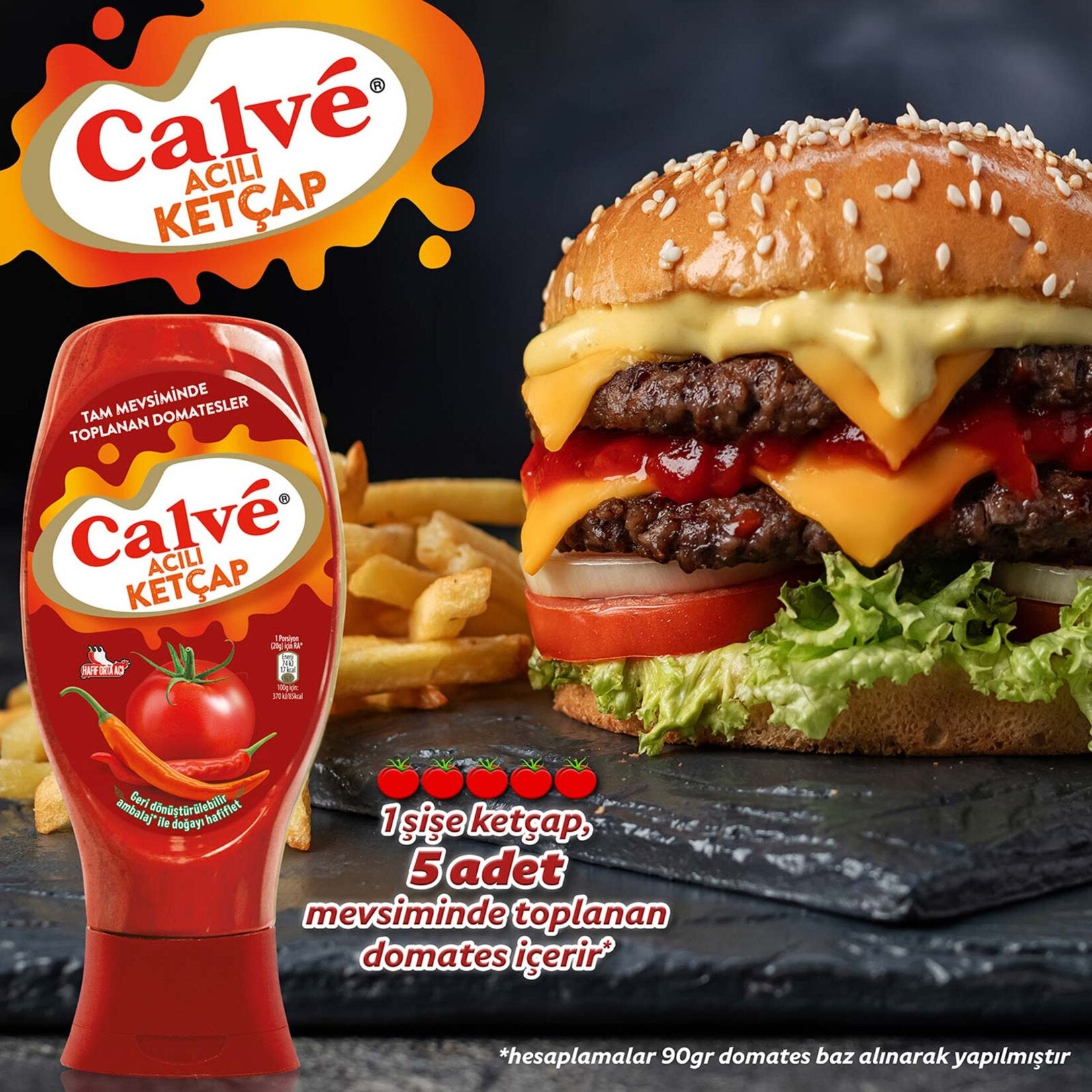 Add a bold kick to your favorite meals with Calve Spicy Ketchup.
