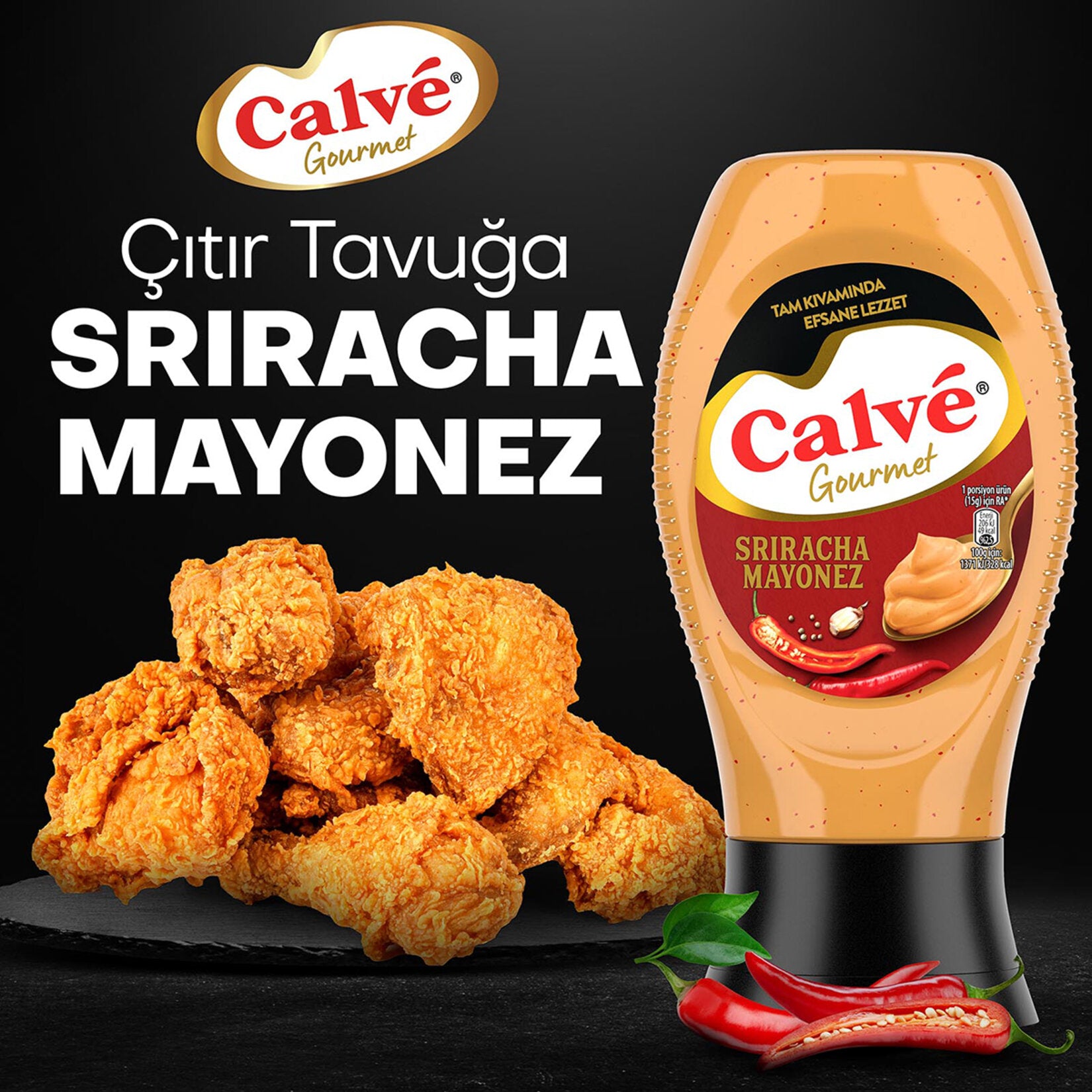 Calve Sriracha Mayonnaise brings together the creamy richness of classic mayo with the bold heat of sriracha-style chili peppers.