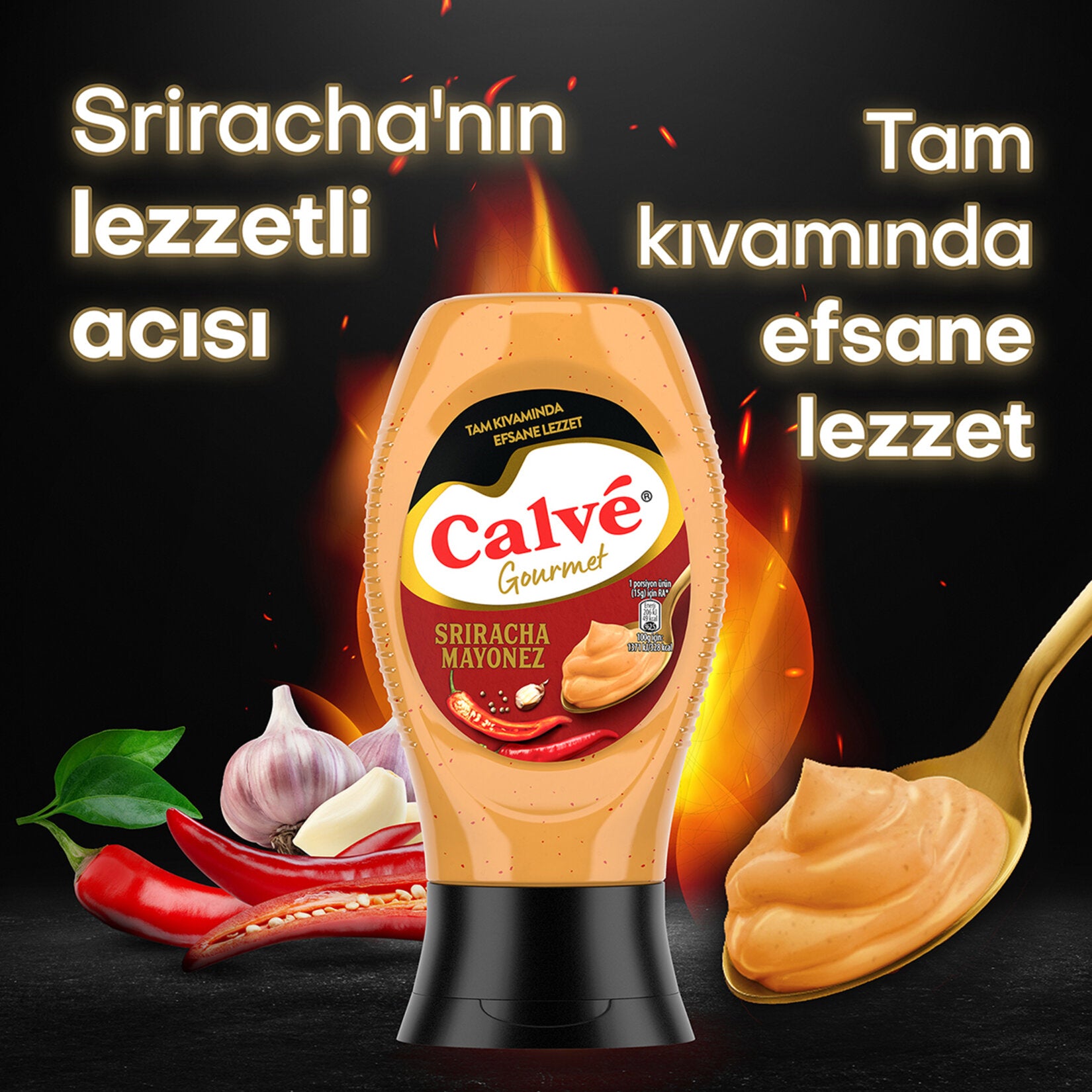 Calve Sriracha Mayonnaise brings together the creamy richness of classic mayo with the bold heat of sriracha-style chili peppers.