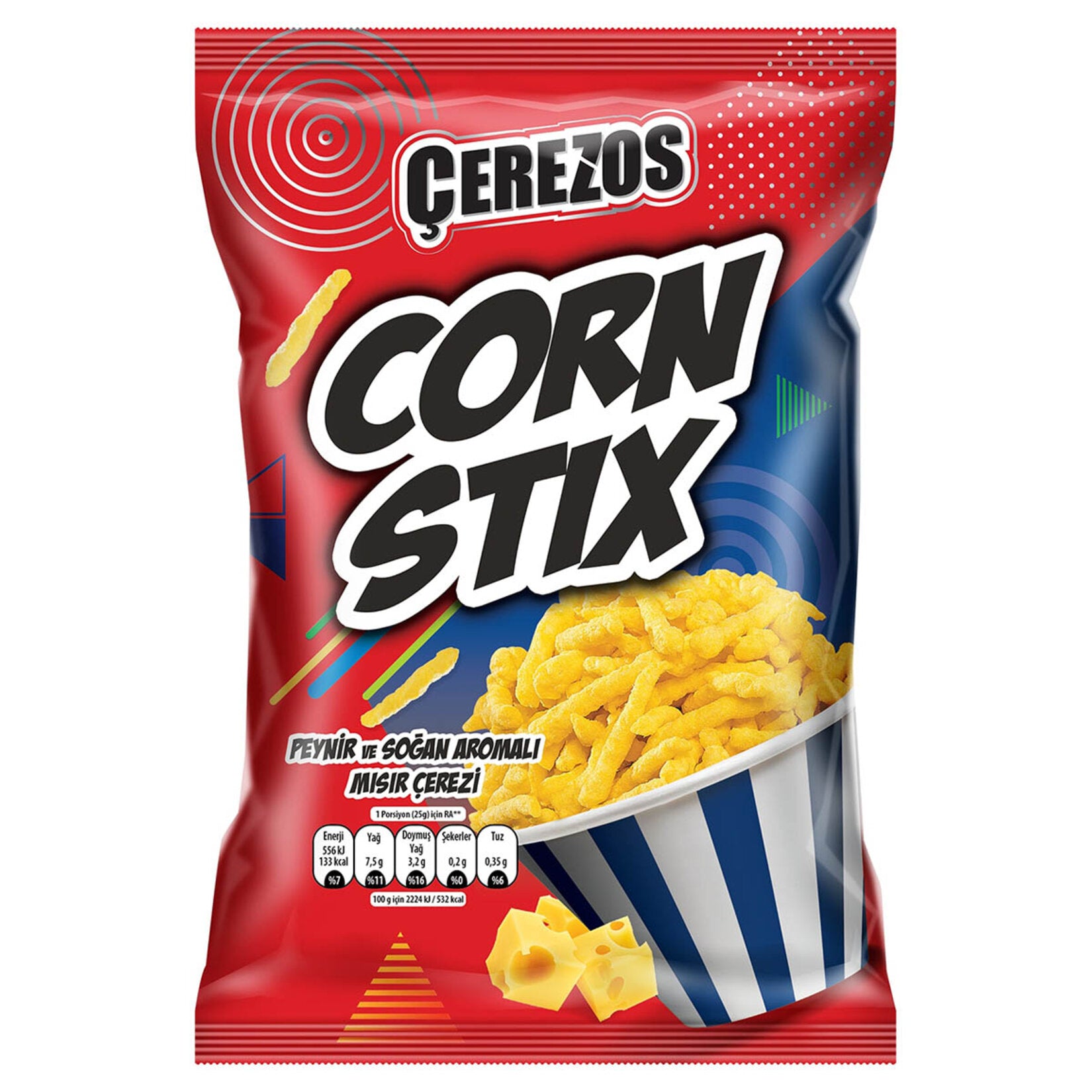 Enjoy the bold and savory flavor of Cerezos Cheese & Onion Corn Snack, a crunchy treat straight from Türkiye.