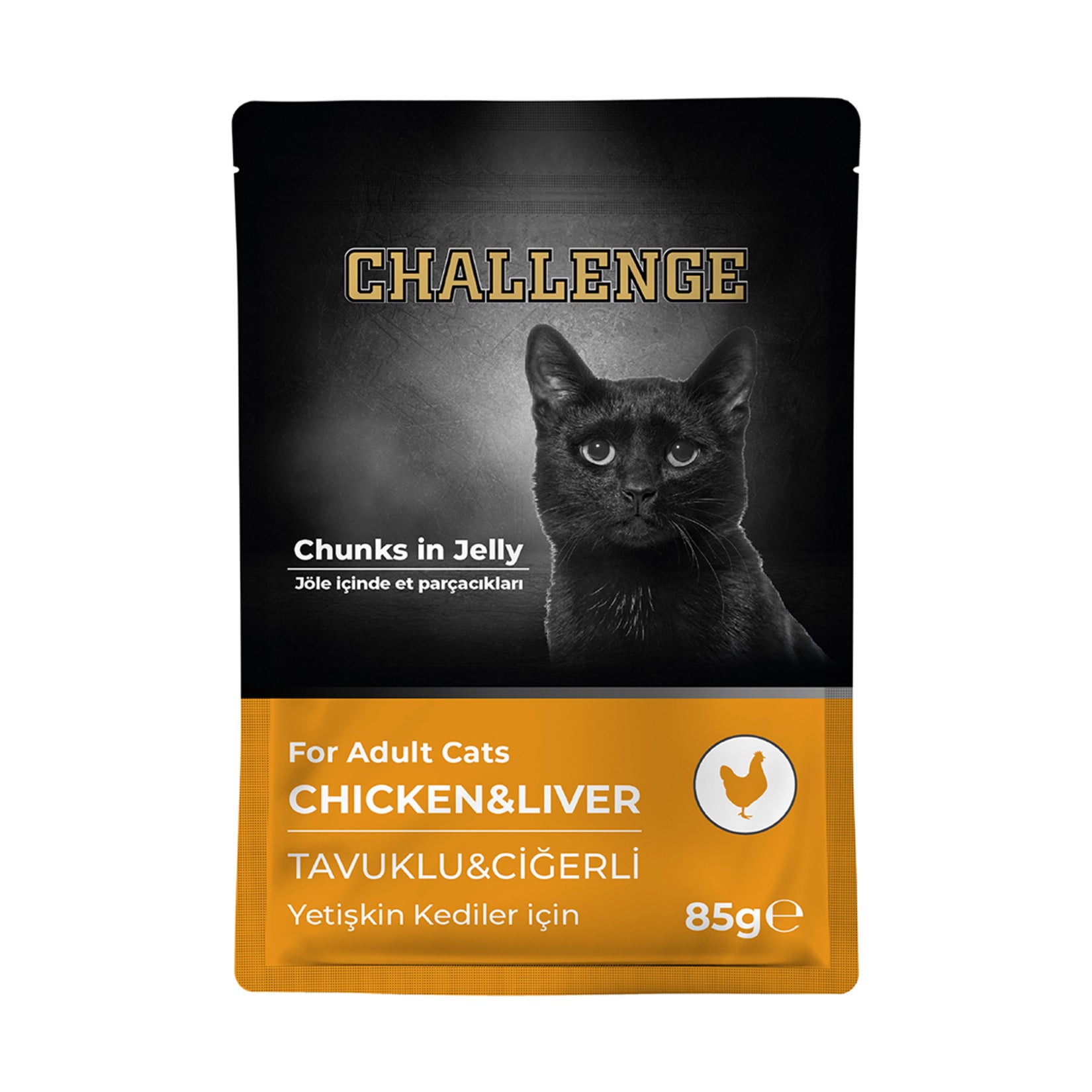 Challenge Chicken Liver Adult Cat Pouch 85g is a complete wet food formulated for adult cats.