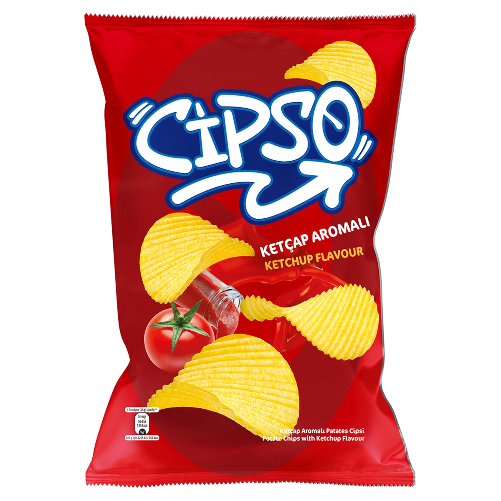 Cipso Ketchup Flavored Ridged Potato Chips bring the bold and tangy taste of classic ketchup to your snack time.