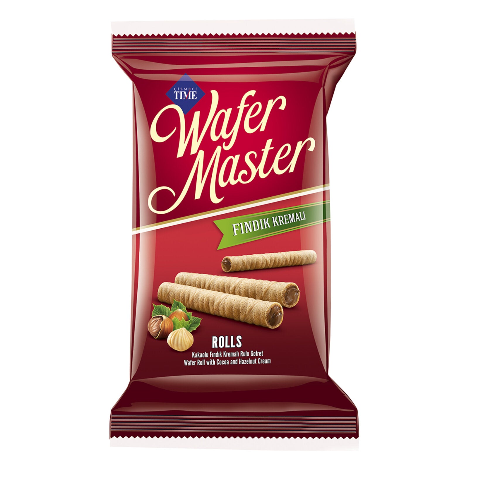 Cizmeci Time Hazelnut Cream Wafer Rolls brings together crispy rolled wafers and a smooth hazelnut cream filling for a satisfying sweet snack.