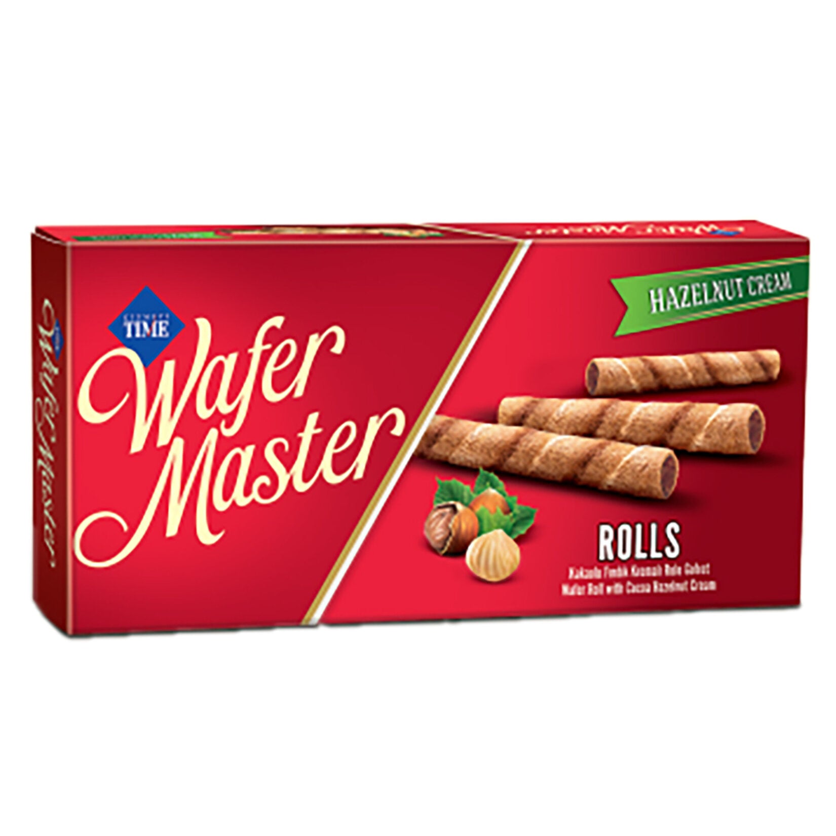 Cizmeci Time Wafer Master Hazelnut Roll Wafer brings the rich, nutty flavor of hazelnuts wrapped in a crispy, delicate wafer roll.