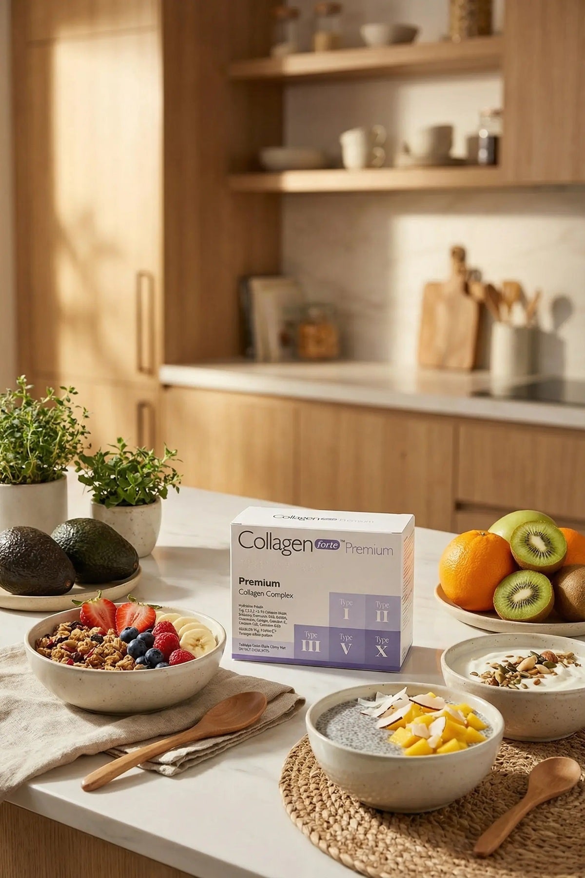 Collagen Forte Platinum 5 Type Collagen Tablet 90 Tablets is a comprehensive beauty and structural support formula designed to nourish skin, hair, nails, joints, and daily energy levels.