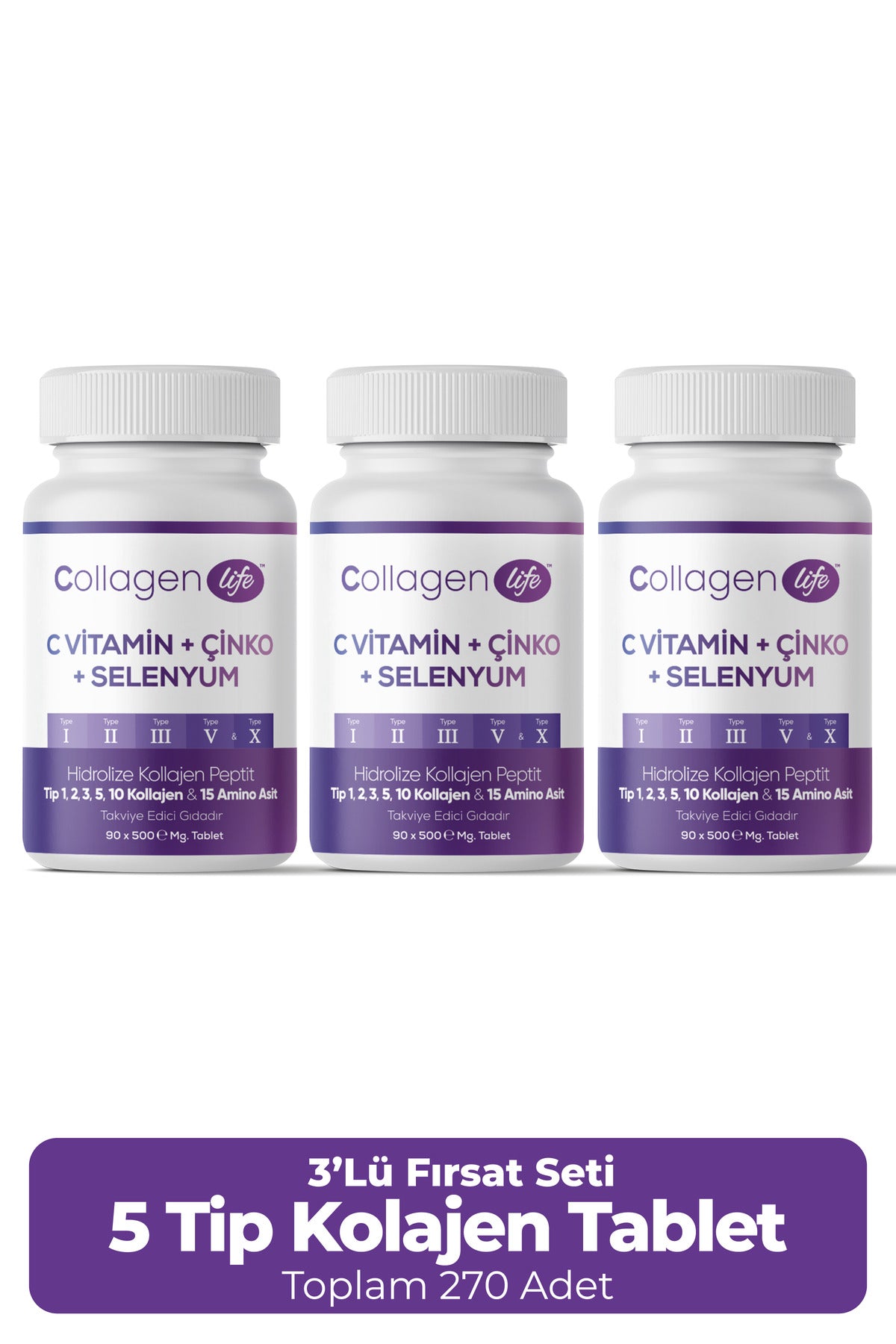 Collagen Life 5 Type Collagen provides a comprehensive blend of multiple collagen types in a convenient tablet form.