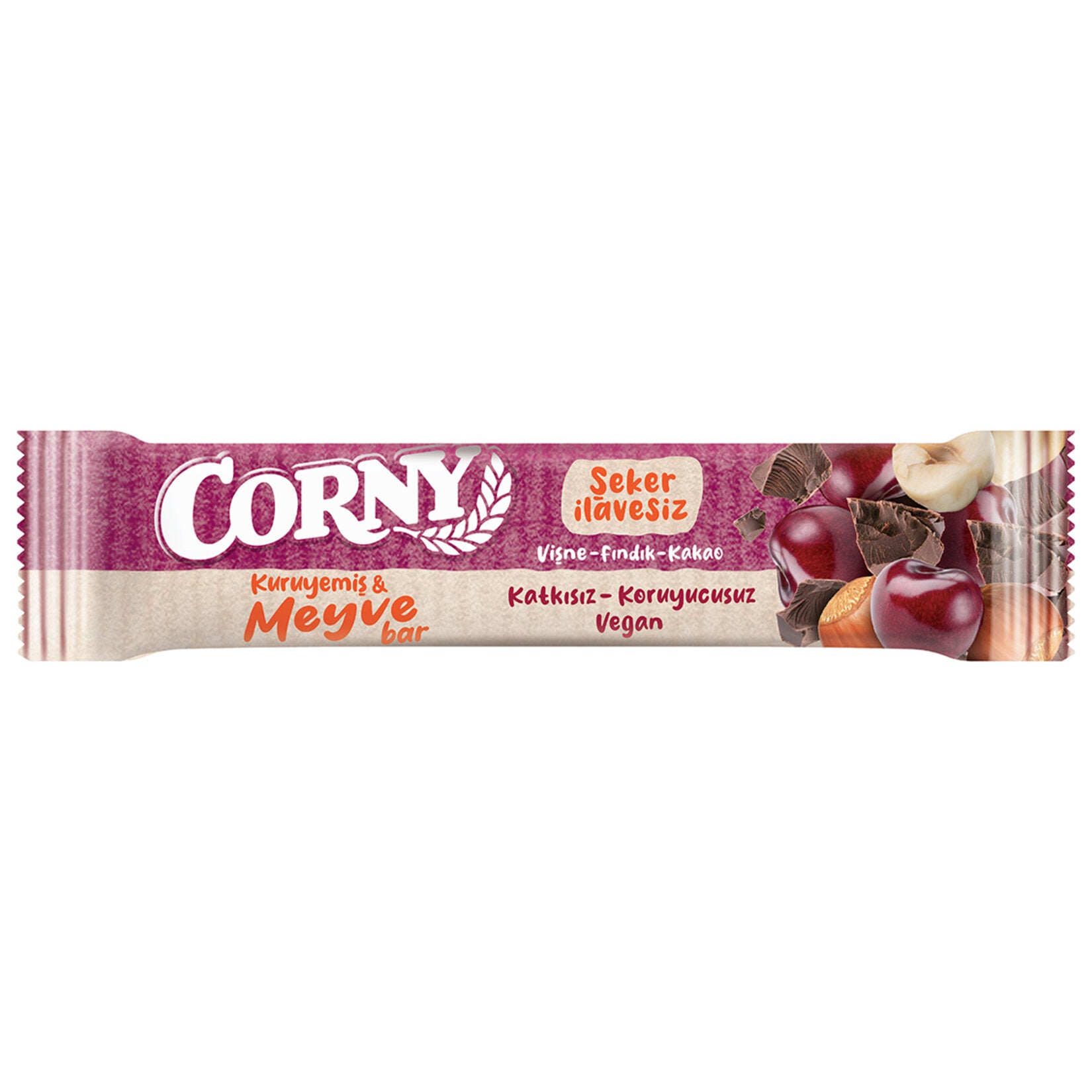 Experience the rich, tangy flavor of sour cherry blended with smooth cacao in the Corny Fruit & Nut Bar Sour Cherry Cacao.