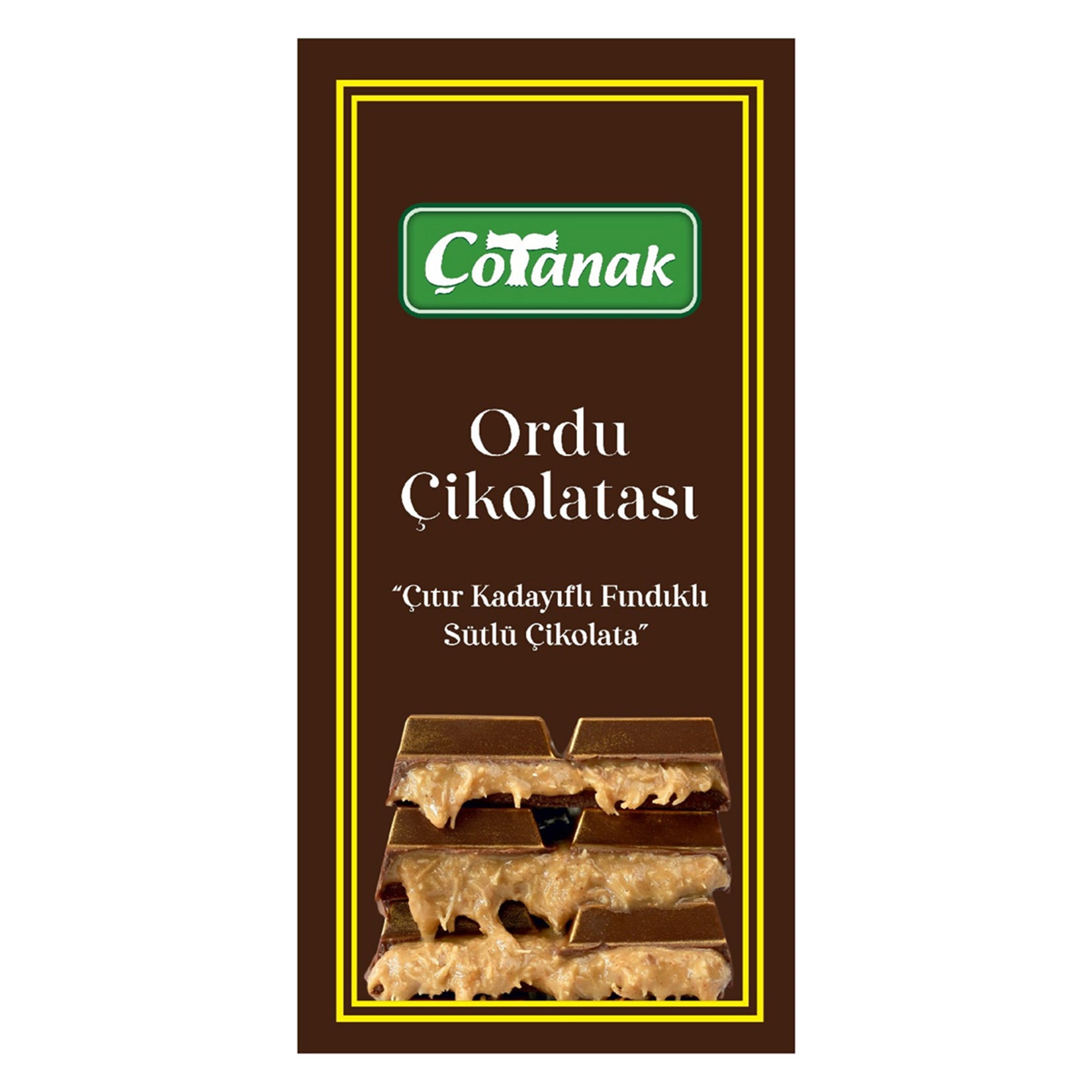 Cotanak Chocolate with Ordu Hazelnut Paste and Crispy Kadaif Filling brings together the rich flavors of Türkiye's Black Sea region in a decadent milk chocolate bar.
