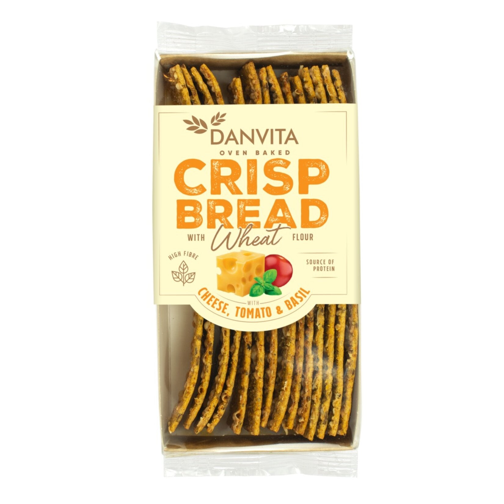 Danvita Cheese Tomato & Basil Crackers combine the rich taste of real cheese with sun-ripened tomato pieces and aromatic basil in a crisp, oven-baked cracker.