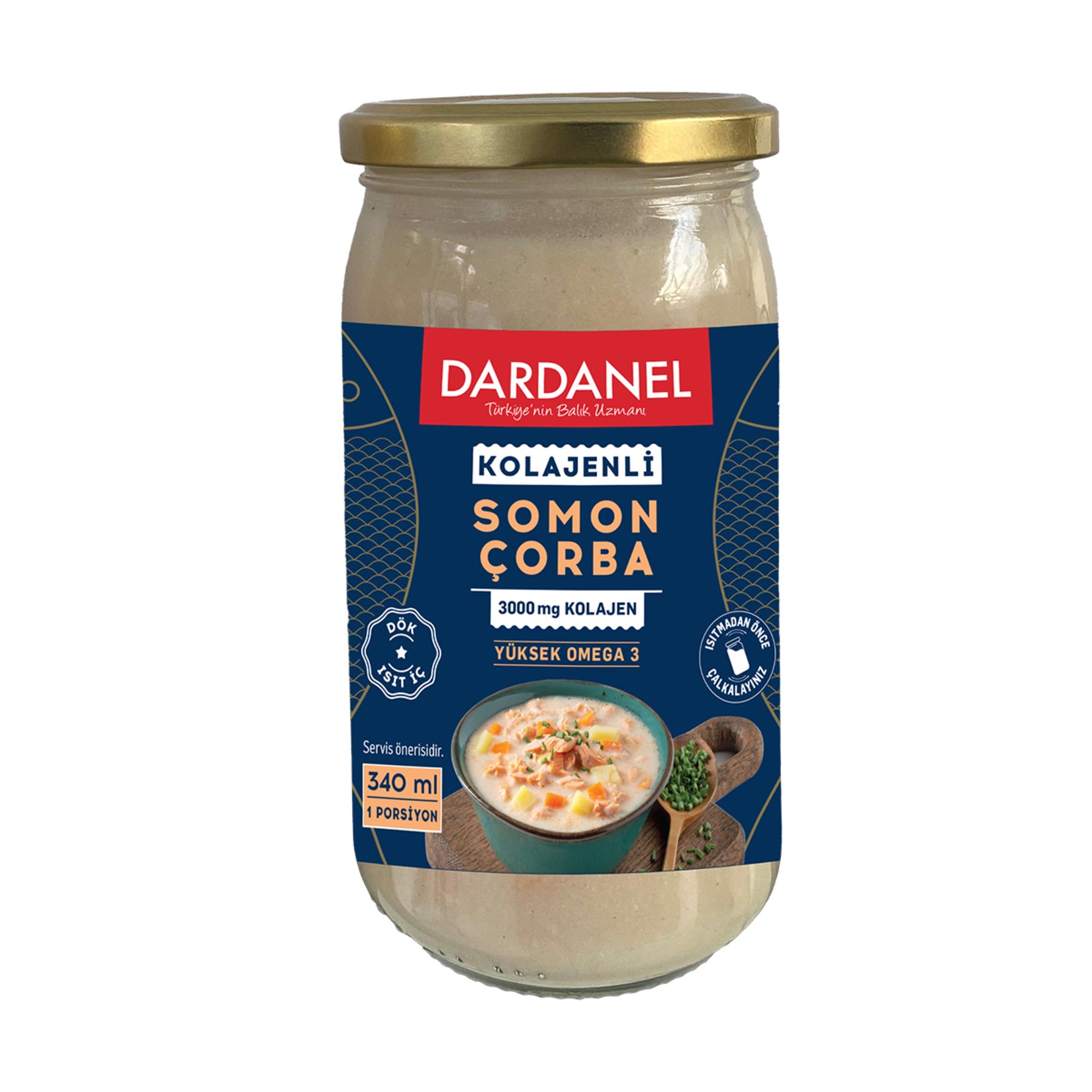 Dardanel Collagen Salmon Soup brings together the rich taste of Turkish salmon with a creamy, comforting texture.