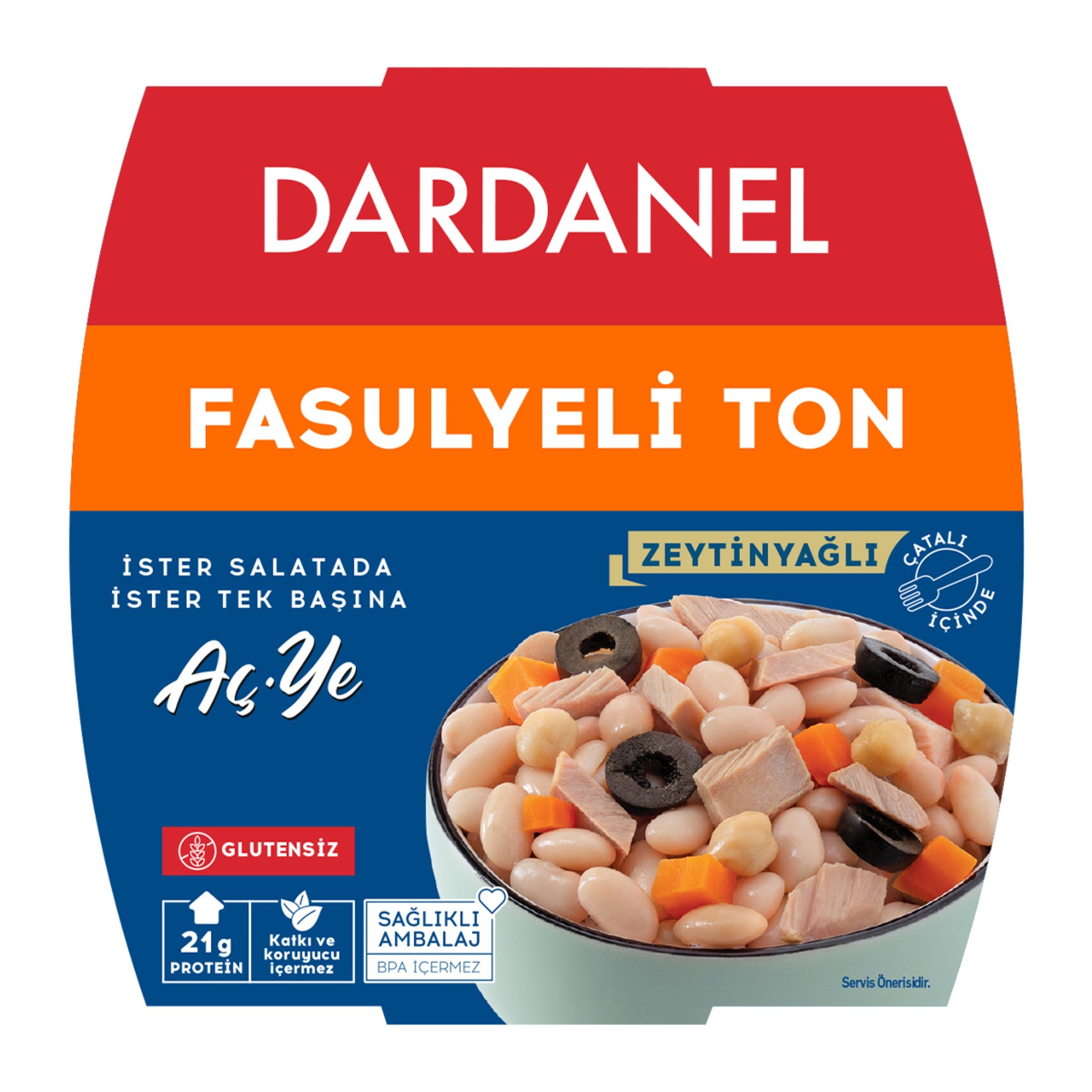 Dardanel Fasulyeli Ton Ac-Ye Tuna Salad brings together tender skipjack tuna, hearty beans, and vegetables in a ready-to-eat Mediterranean-style meal.