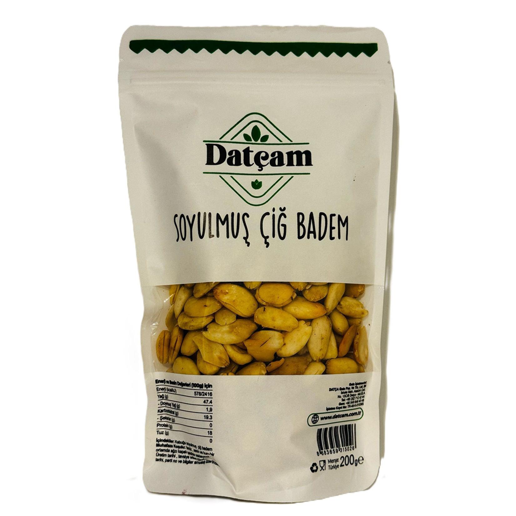 Datçam Soyulmuş Çiğ Badem brings you premium-quality raw blanched almonds, carefully peeled for a smooth texture and clean taste.