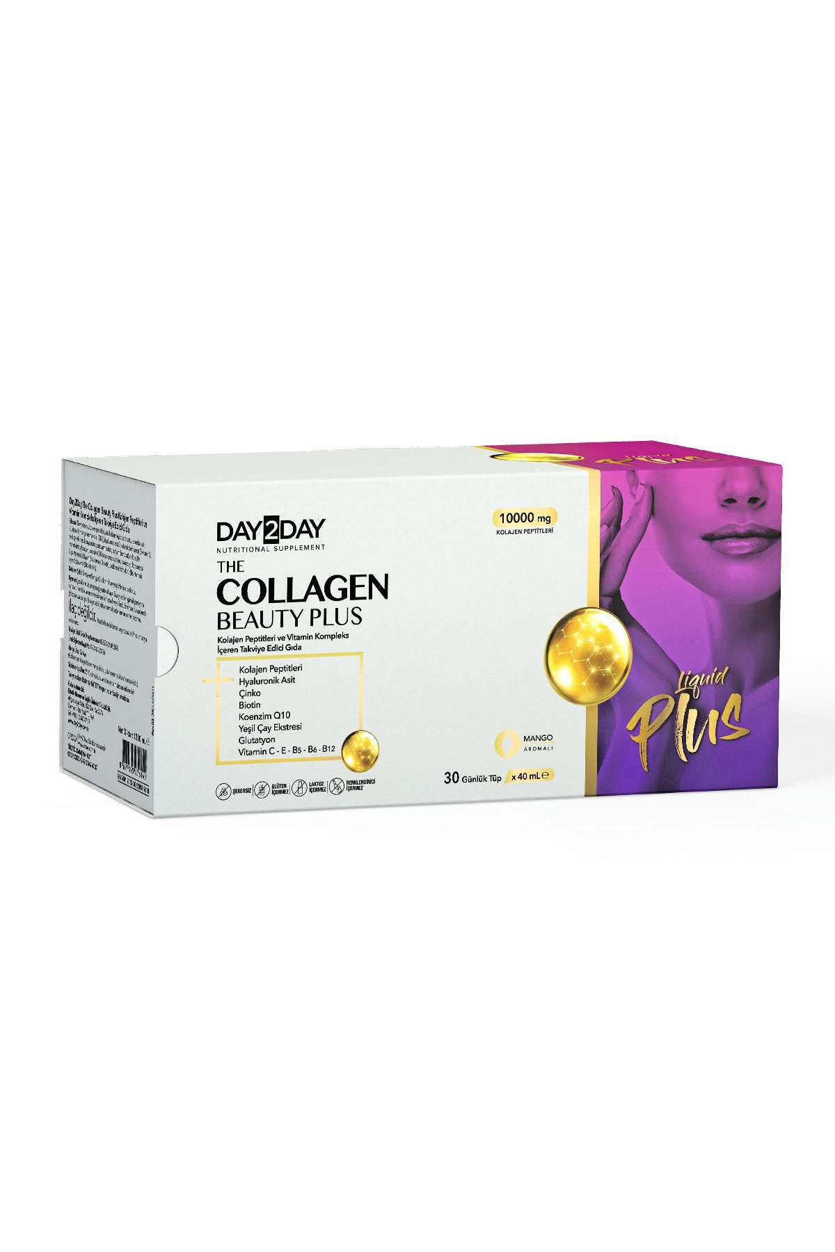DAY2DAY Collagen Beauty Plus is a ready-to-drink liquid collagen supplement formulated with 10,000 mg Type I Collagen Peptides per 40 ml tube.