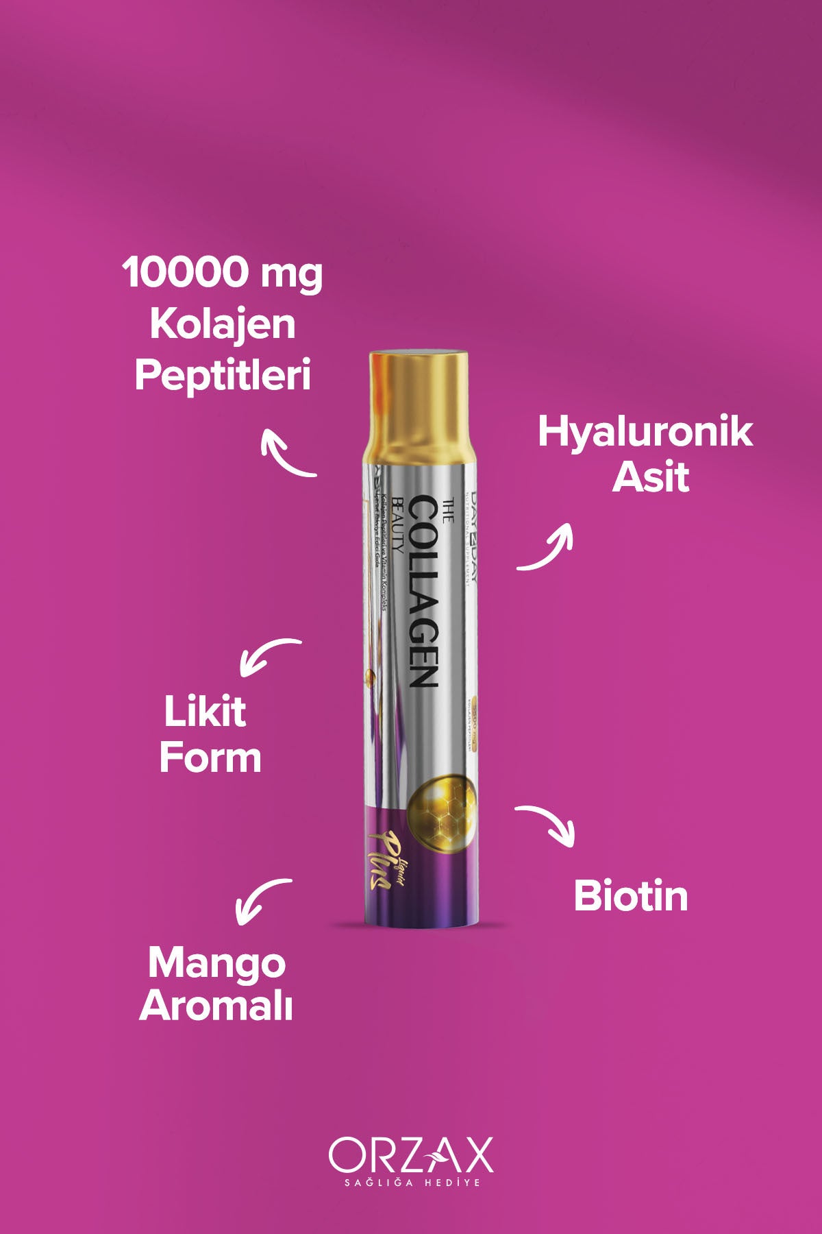 DAY2DAY Collagen Beauty Plus is a ready-to-drink liquid collagen supplement formulated with 10,000 mg Type I Collagen Peptides per 40 ml tube.