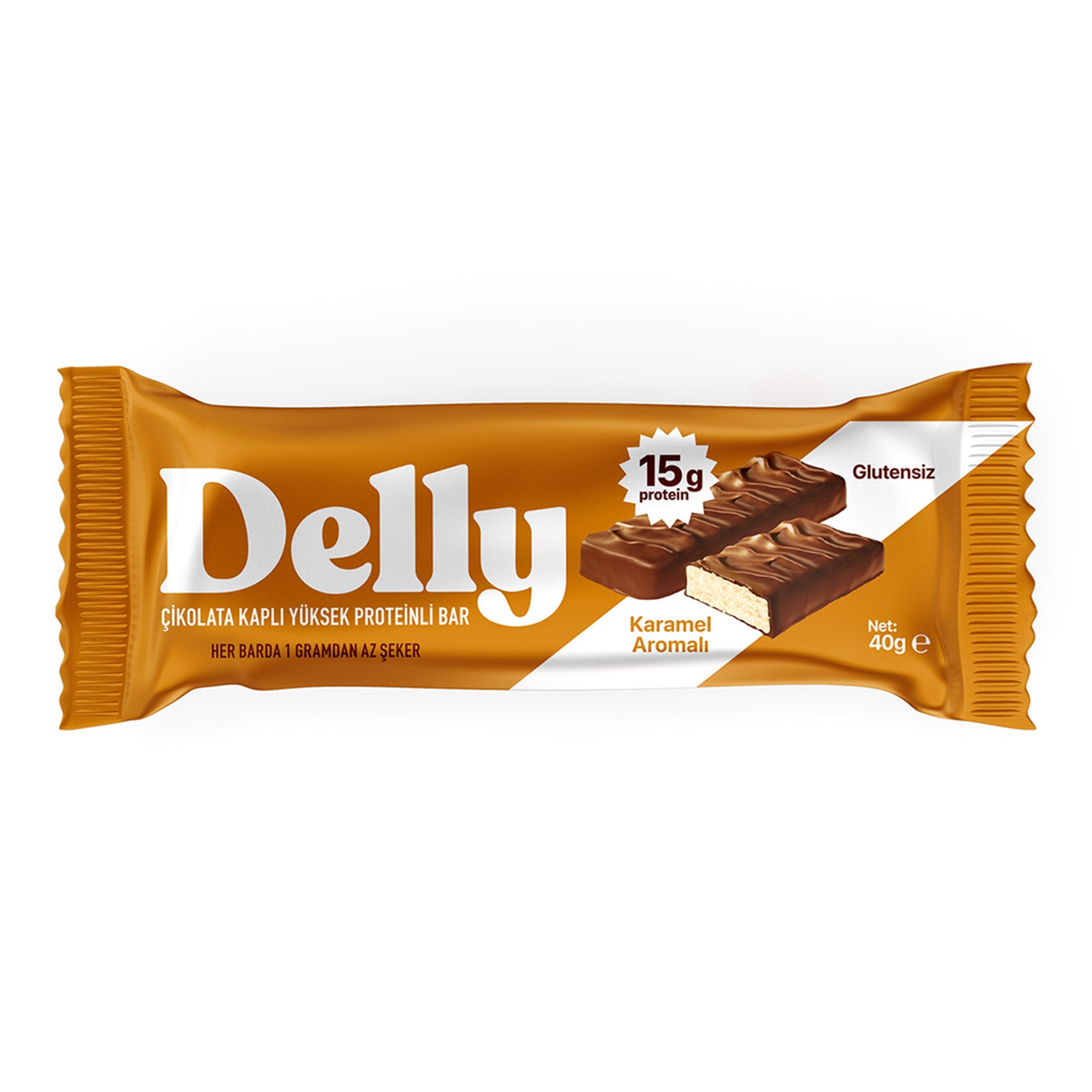 Delly Caramel Flavor Protein Bar is a delicious way to fuel your day with high-quality protein and a rich caramel taste.