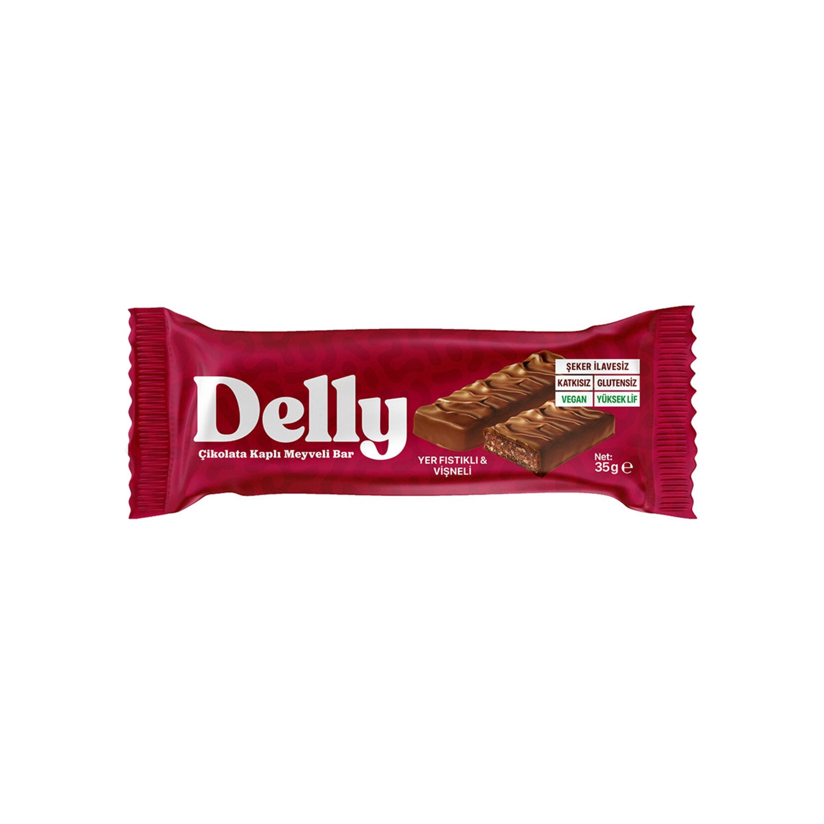 Delly Chocolate Coated Peanut & Sour Cherry Fruit Bar brings together the perfect balance of rich dark chocolate, tangy sour cherry, and crunchy peanuts in a wholesome, satisfying snack.