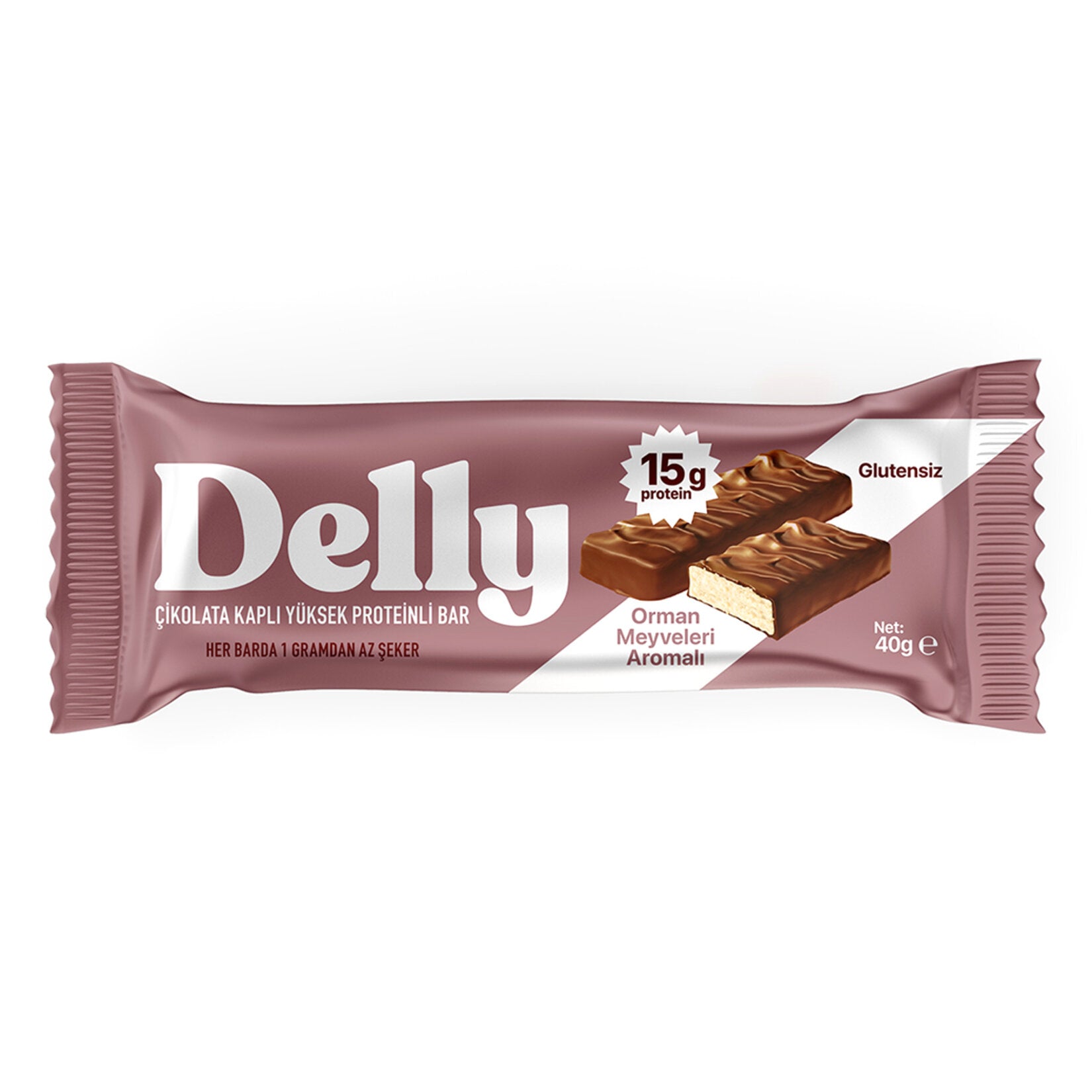 Fuel your day with the Delly Forest Fruit Protein Bar, a delicious and nutritious snack packed with high-quality protein and fruity flavor.